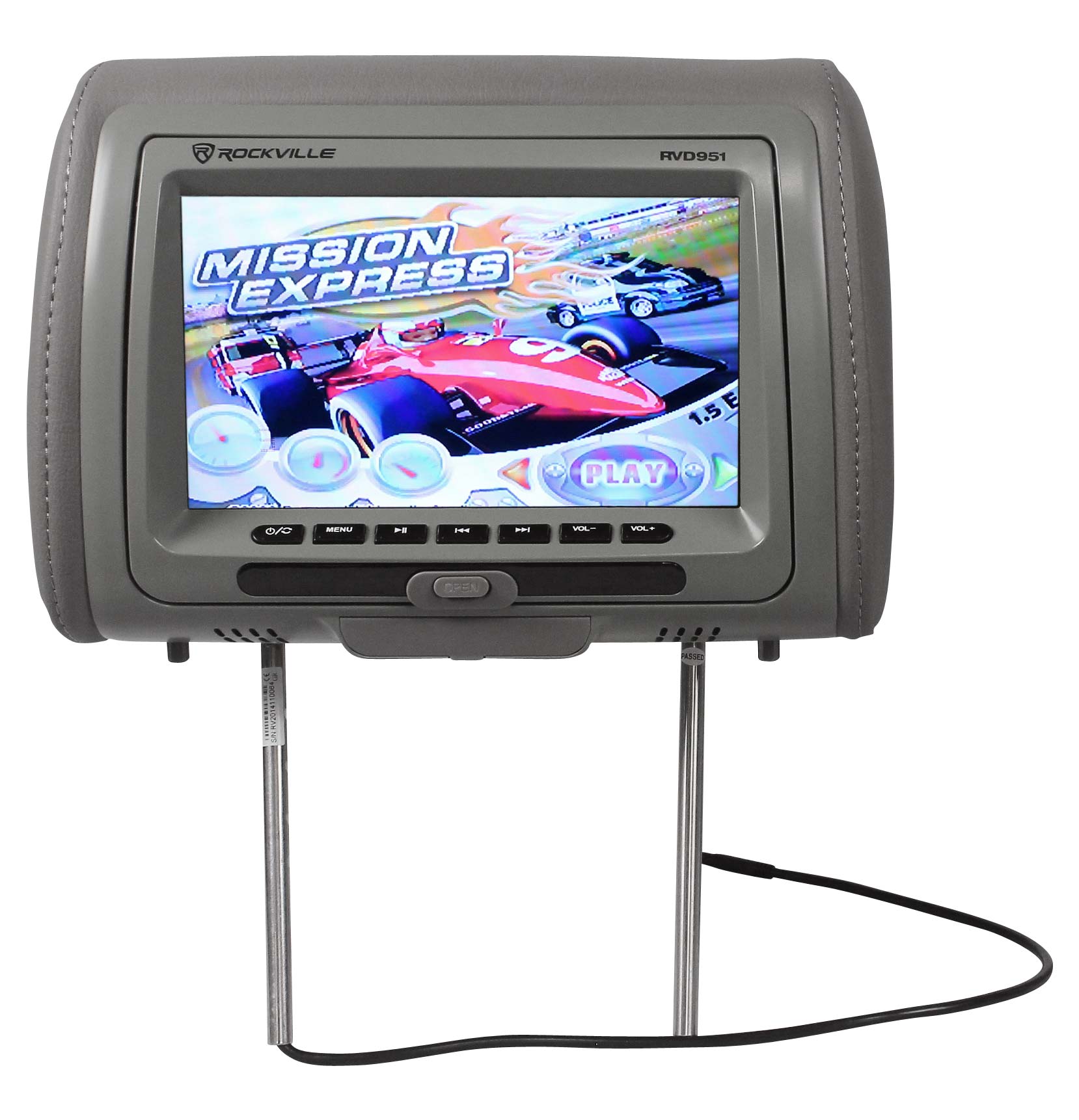 Rockville RVD951GR 9” Grey Dual DVD/HDMI Car Headrest Monitors+2 Headphones 613815624455 eBay