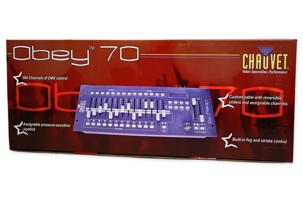 Chauvet DJ OBEY 70 Light/Fog DMX Lighting Controller+(3) 10ft.+25ft