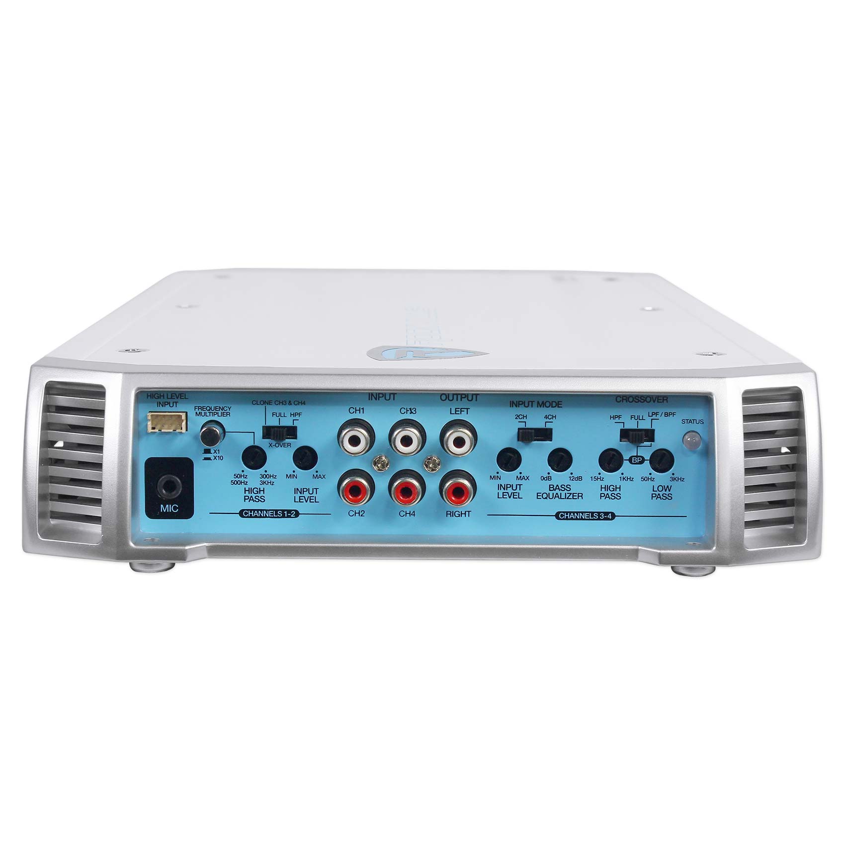 Rockville RXMF4 Marine 4 Channel Amplifier 2400w Peak/600w RMS+PA