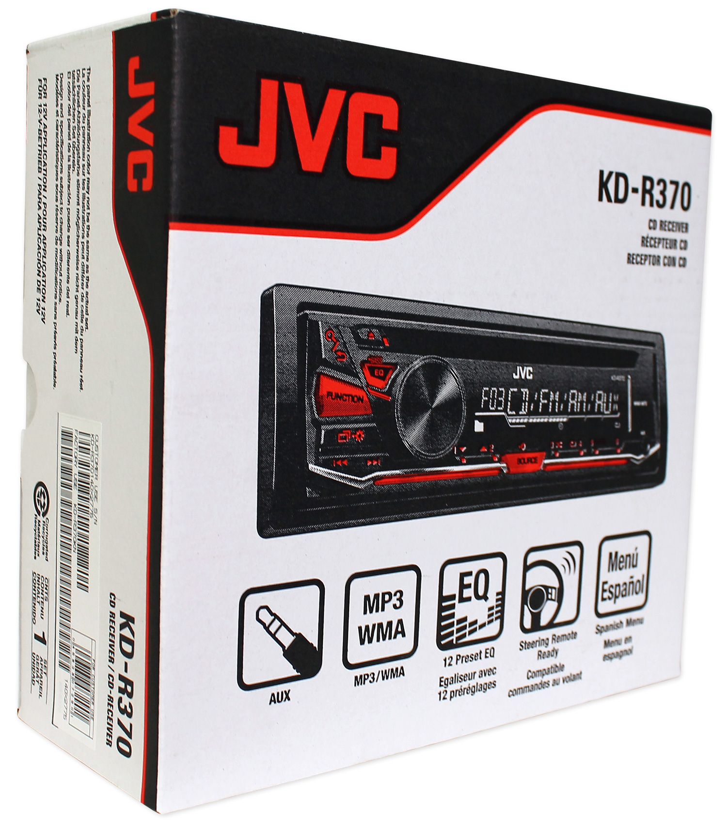 JVC KDR370 InDash Car Stereo CD/MP3 Player Receiver w/Dual Aux Inputs
