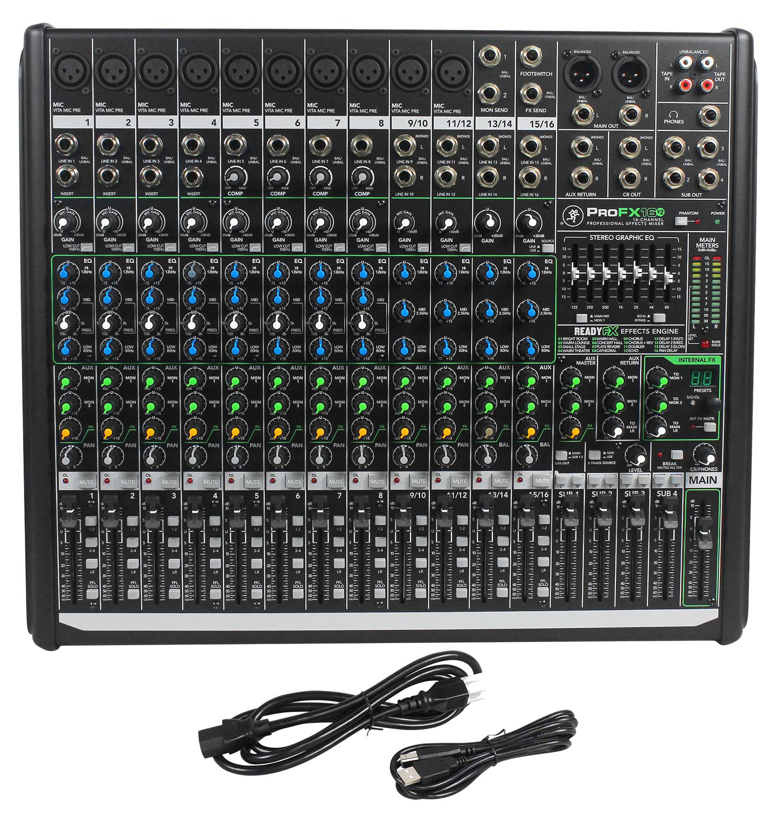 Mackie PROFX16v2 Pro 16 Channel 4 Bus Mixer+Rack Mount Bracket Kit ...