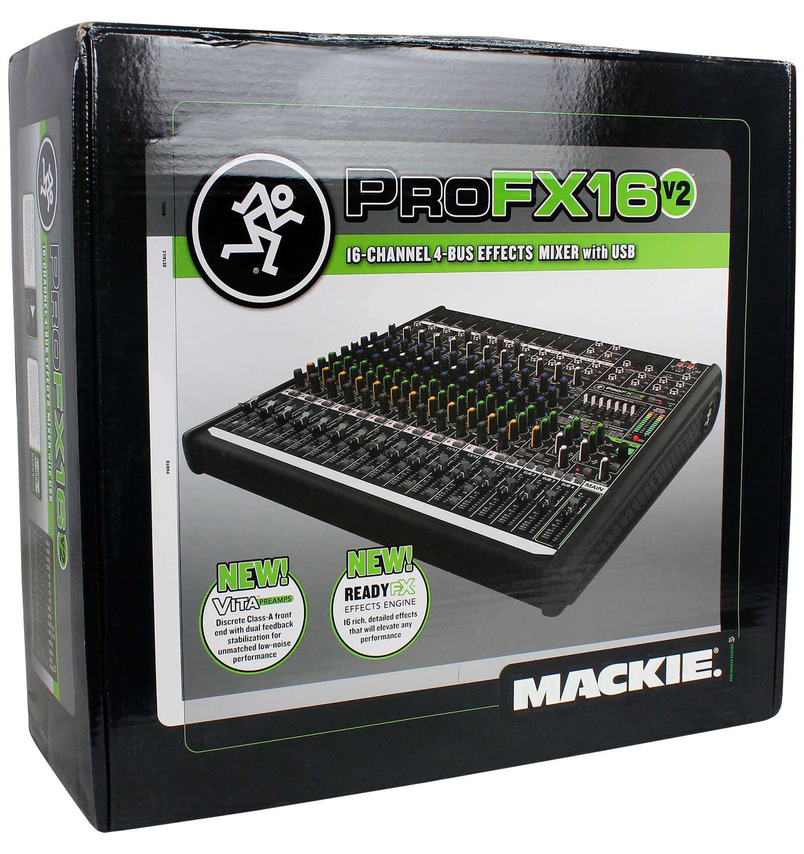 Mackie PROFX16v2 Pro 16 Channel 4 Bus Mixer+Rack Mount Bracket Kit
