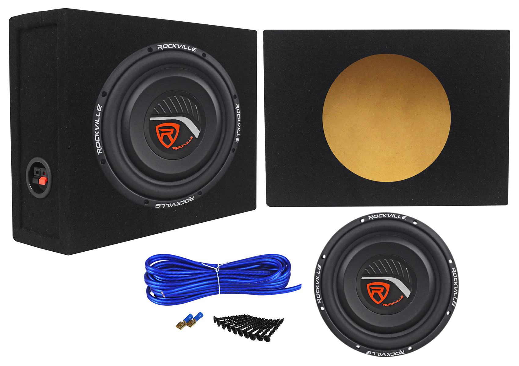 Rockville W10T4-S4 10 Shallow Mount 2400 Watt 4-Ohm Car Audio Subwoofers 2