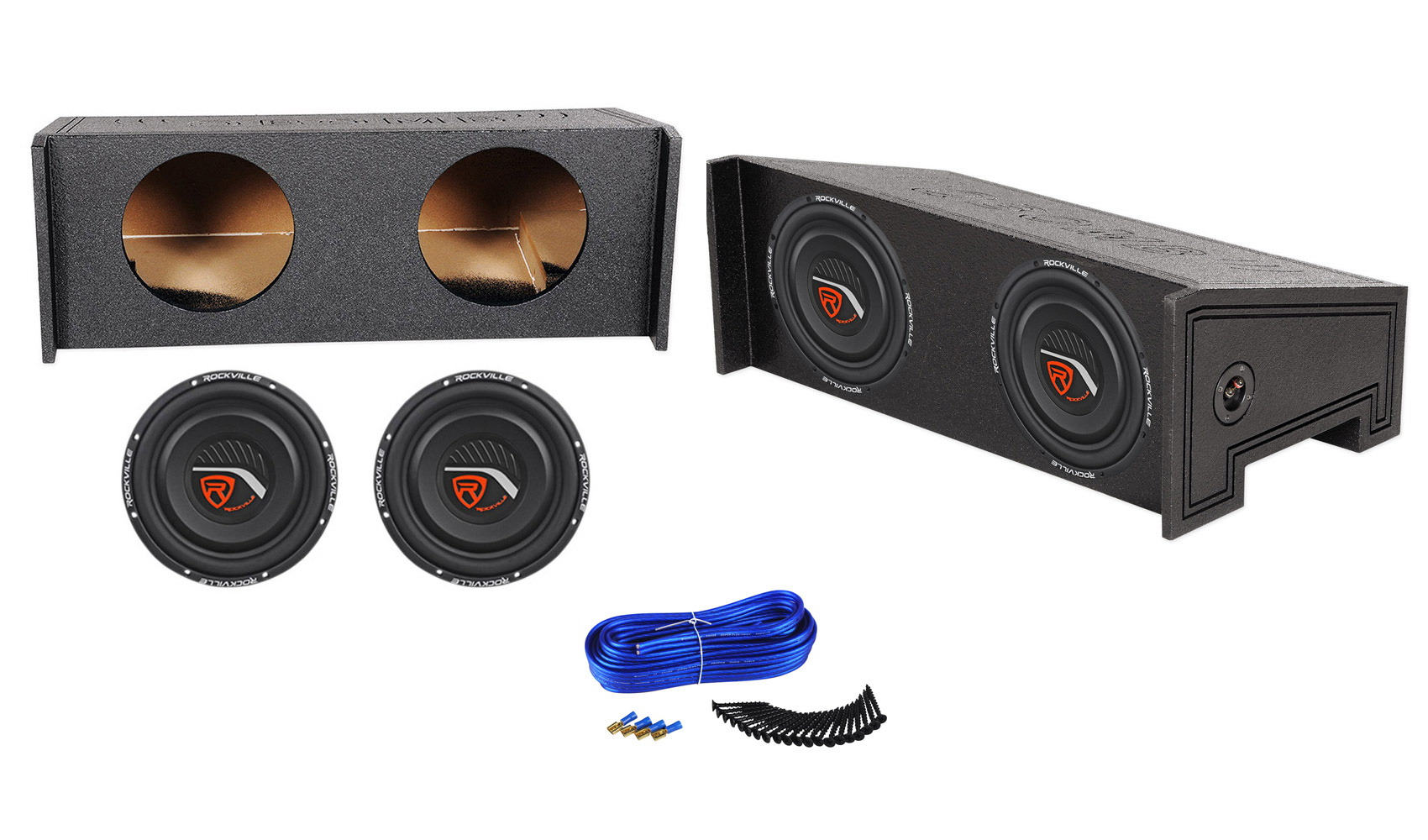 Sub Box+ (2) Rockville 10” 1600W Subwoofers For Jeep Wrangler CJ5/CJ7