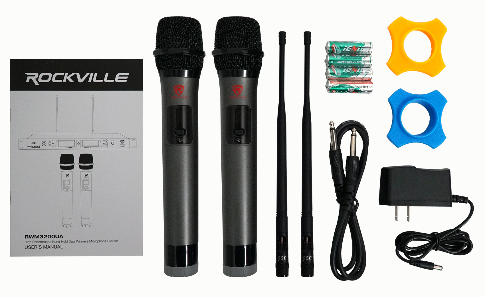 Rockville RWM3200UA UHF Wireless Dual HandHeld Microphone System