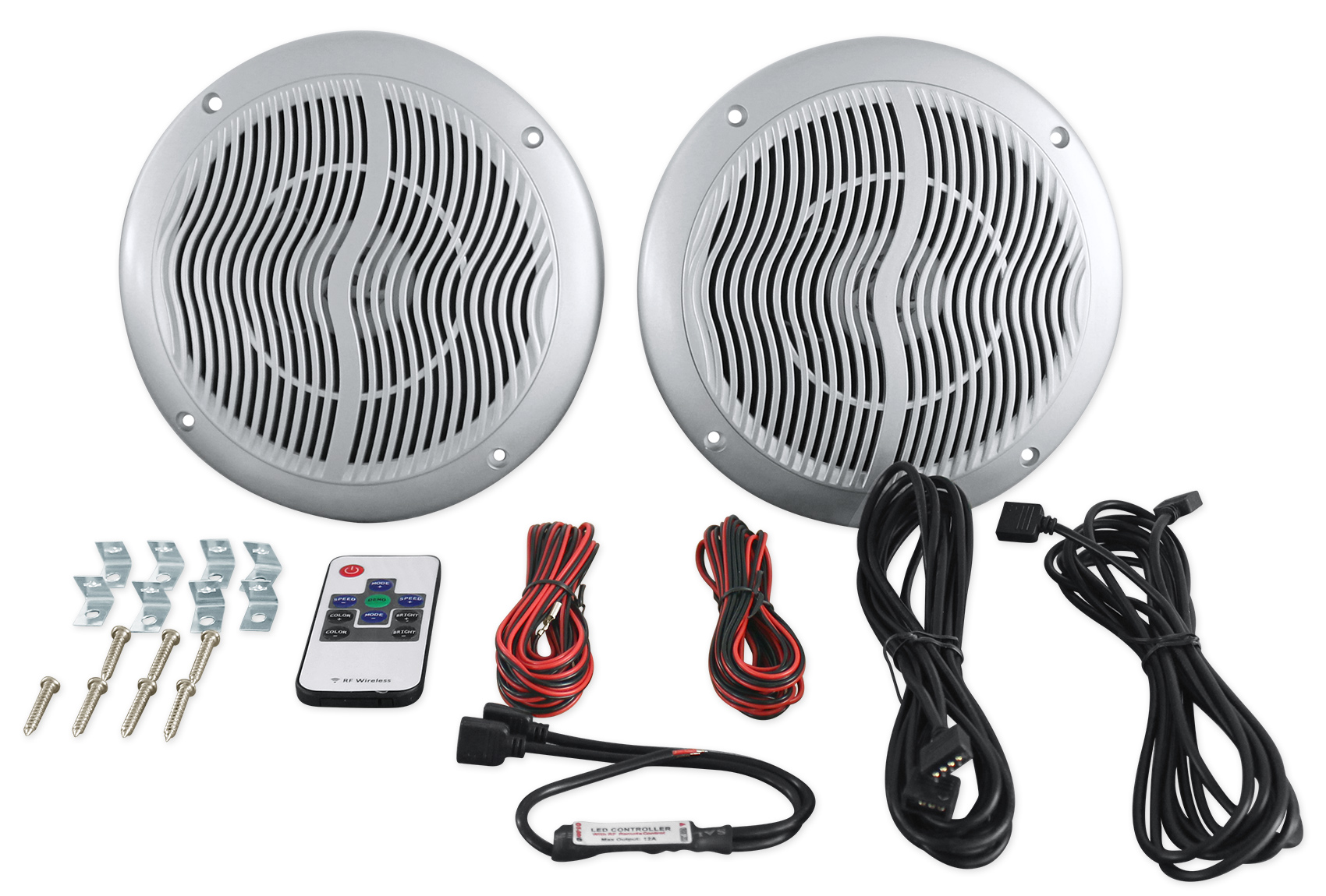 Rockville RMC65LS 6.5" 600w 2Way Silver Marine Speakers/Multi Color