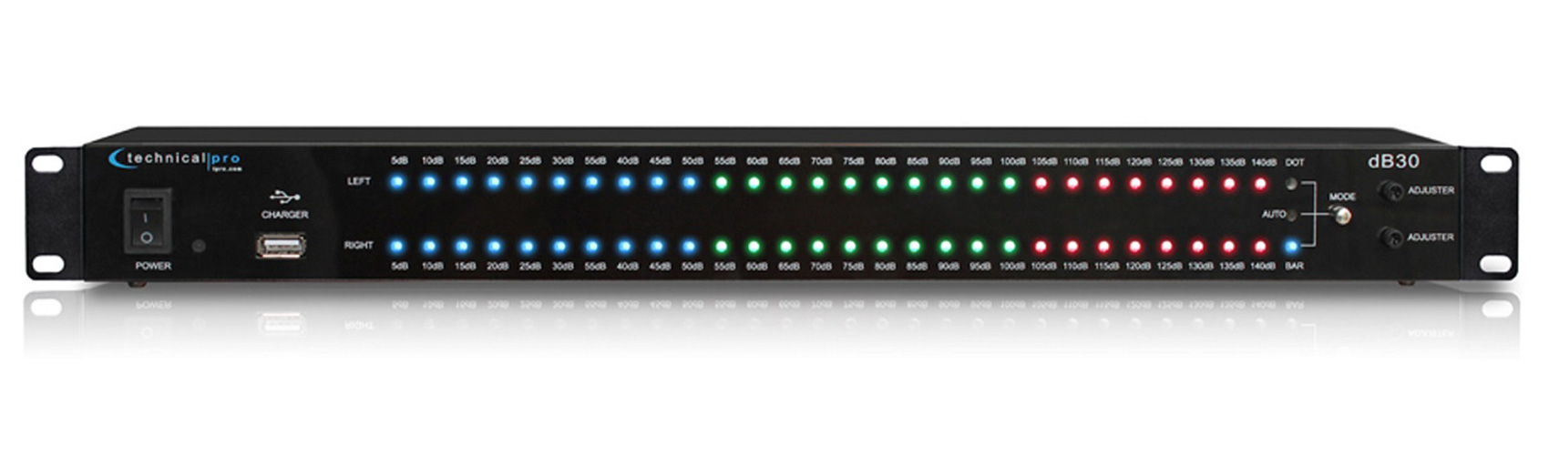 Technical Pro DB30 1U Rack Mount dB Decibel Meter Display+8 Outlet