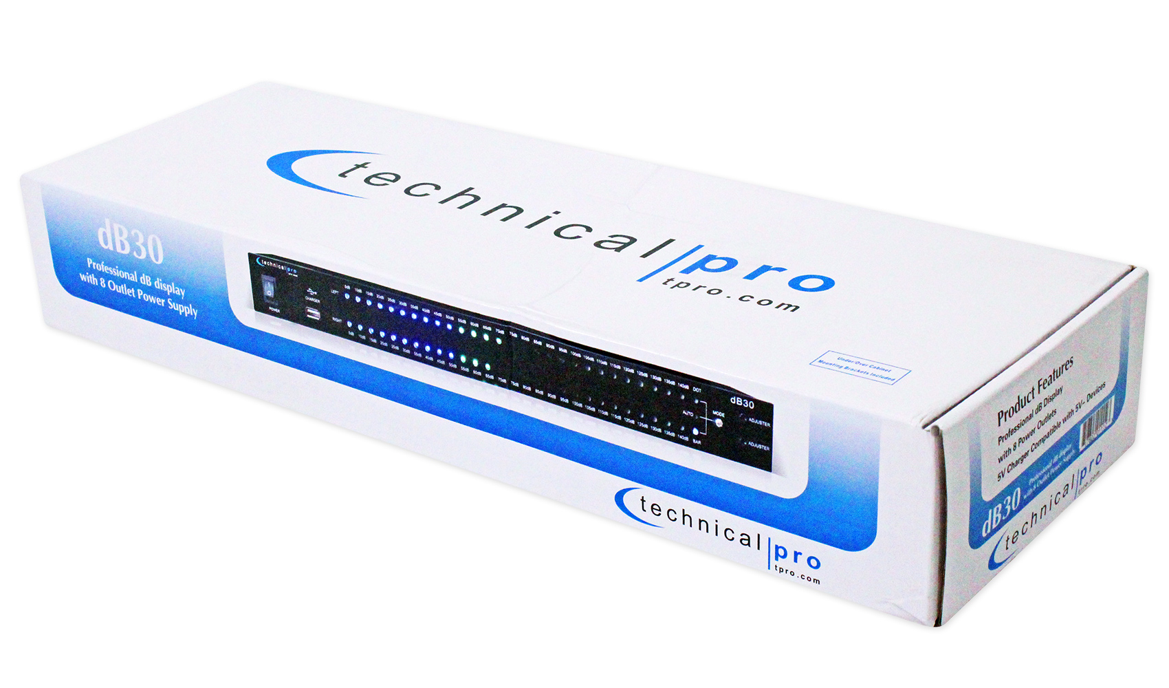 Technical Pro DB30 1U Rack Mount dB Decibel Meter Display+8 Outlet