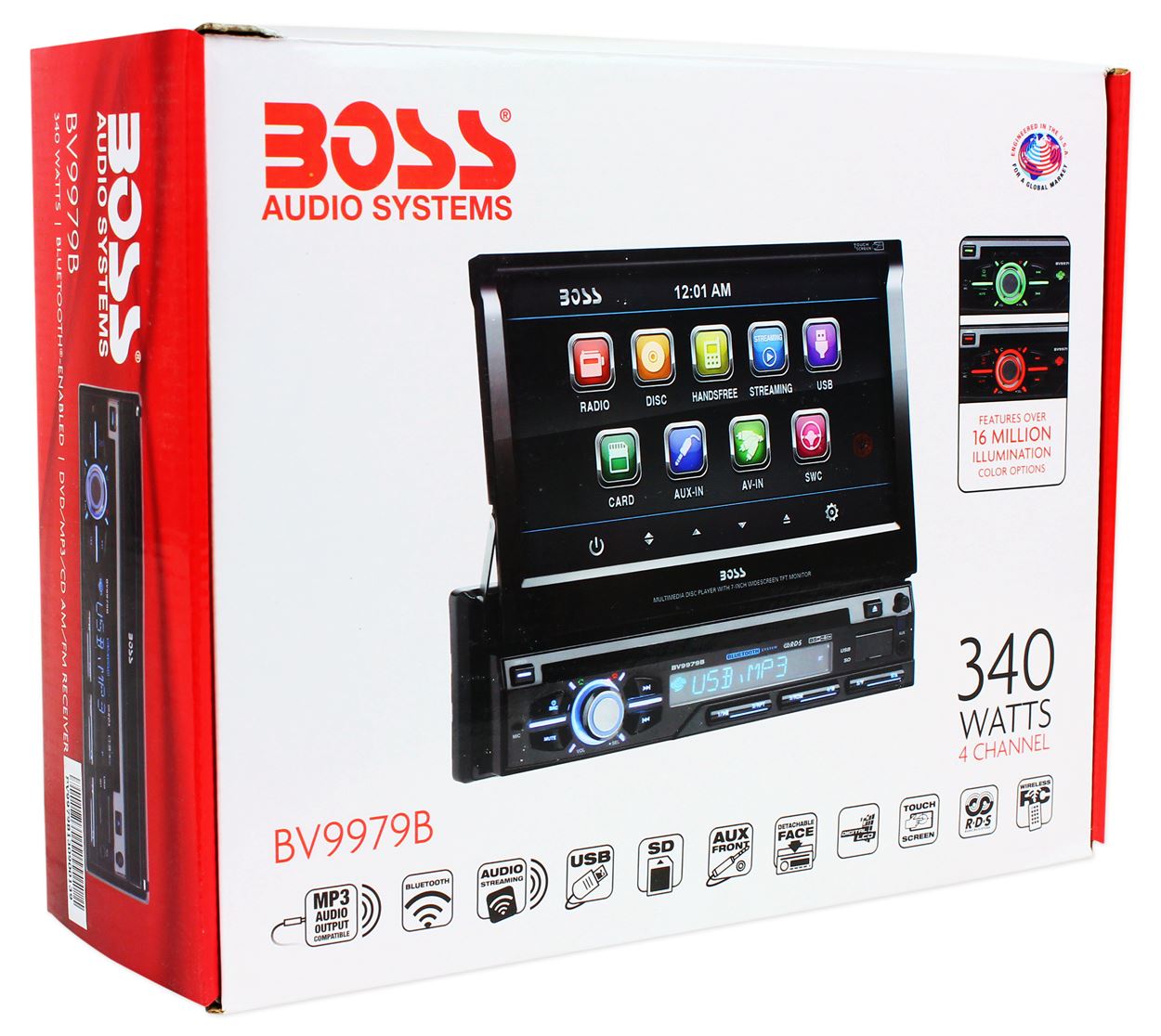 Boss BV9979B 7" InDash Single Din Car DVD Player Receiver w/Bluetooth