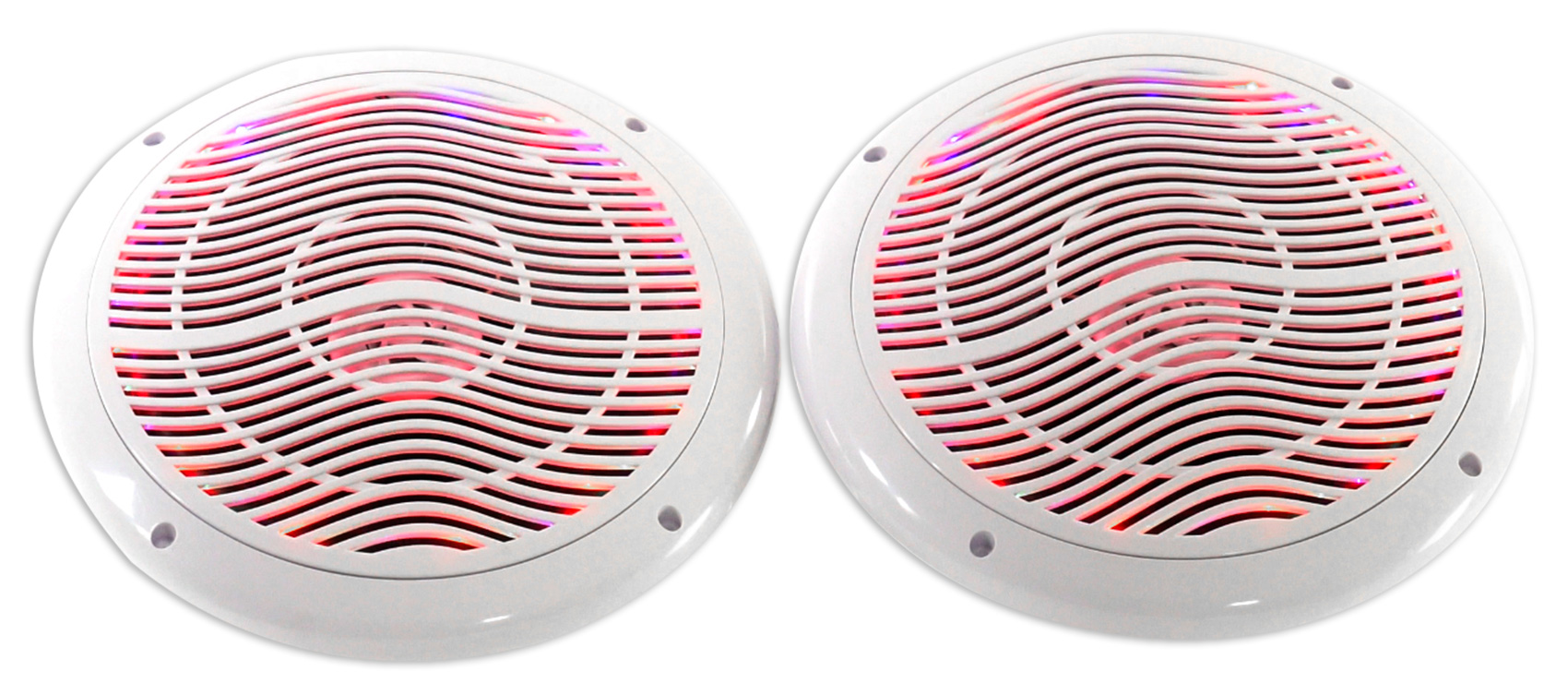 Rockville RMC65LW 6.5" 600w 2Way White Marine Speakers w/Multi Color