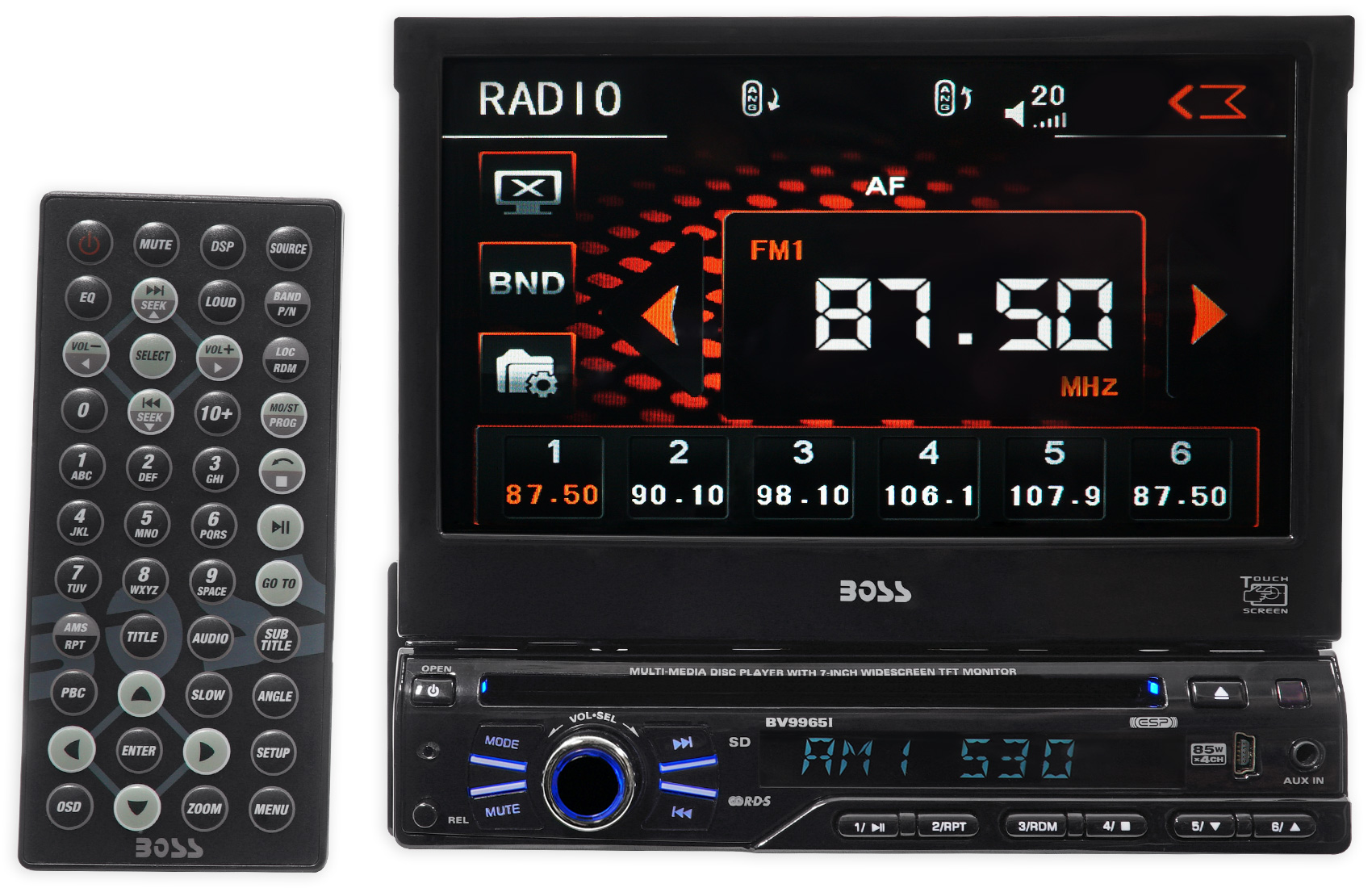 Boss BV9965I 1-Din 7" In-Dash Monitor, DVD/CD AM/FM Receiver,USB,SD