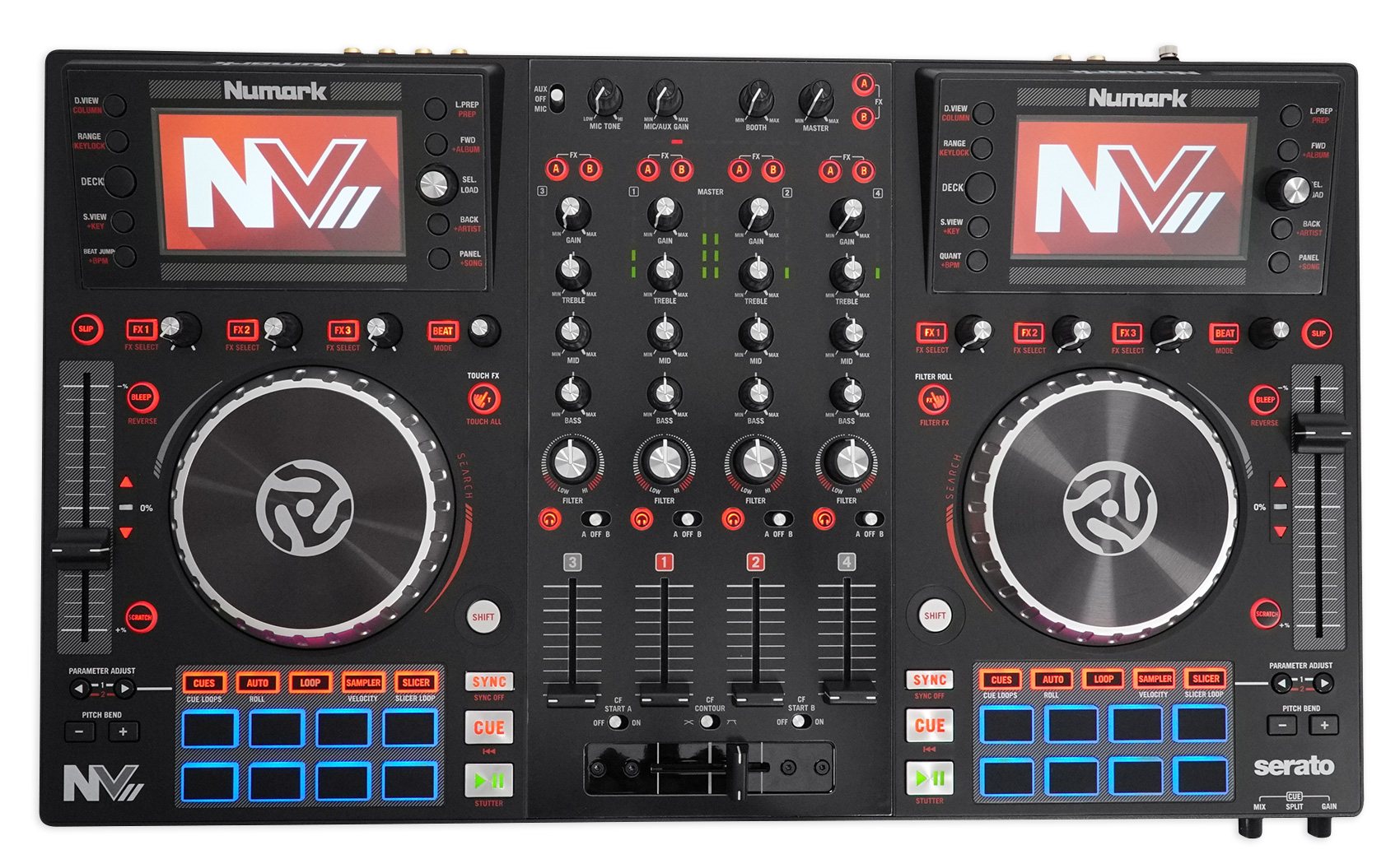 Numark NVII Intelligent DualDisplay Serato DJ Controller 4Channel
