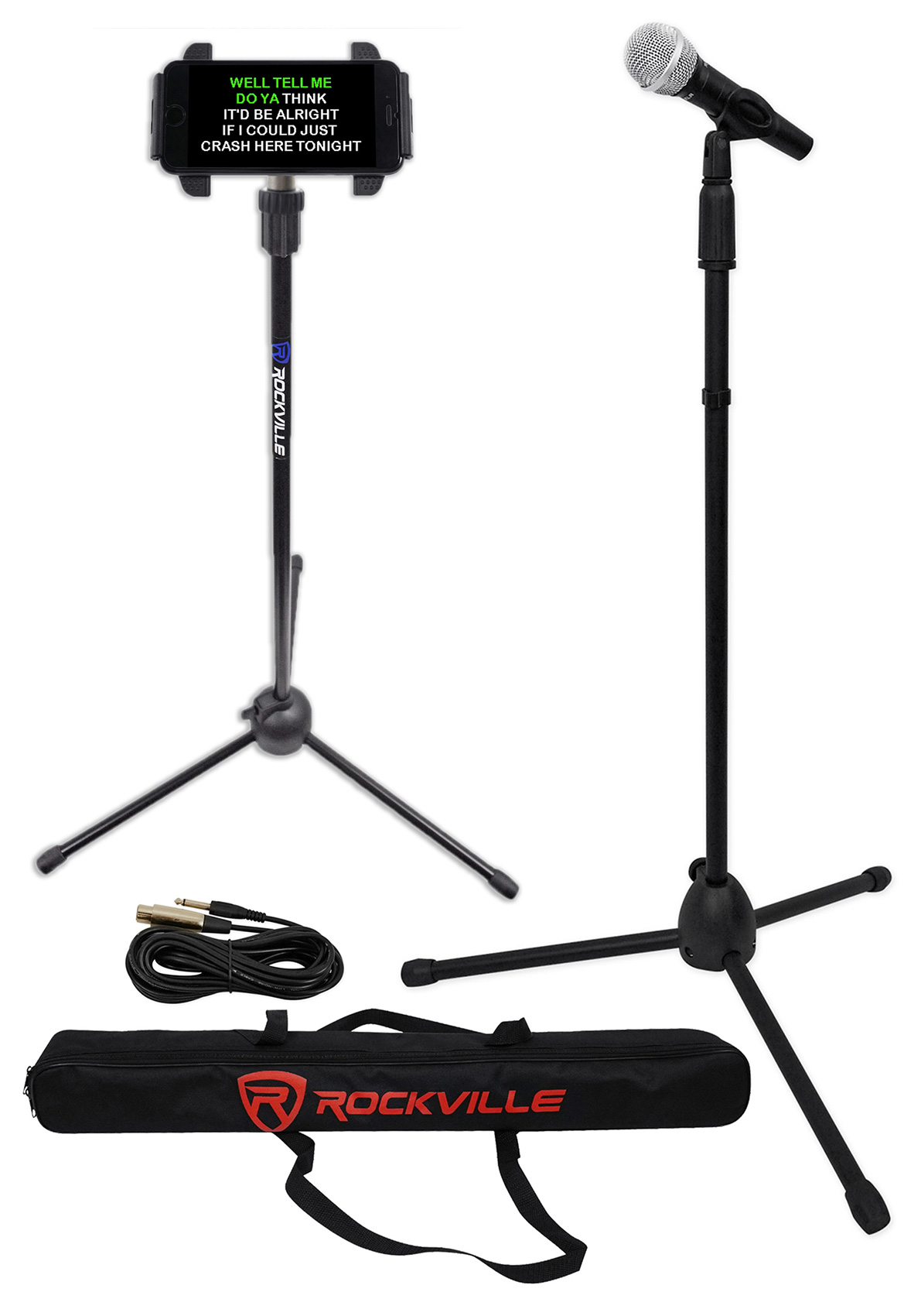 Rockville Karaoke Microphone+Mic Stand+Carry Bag+Cable+Tablet