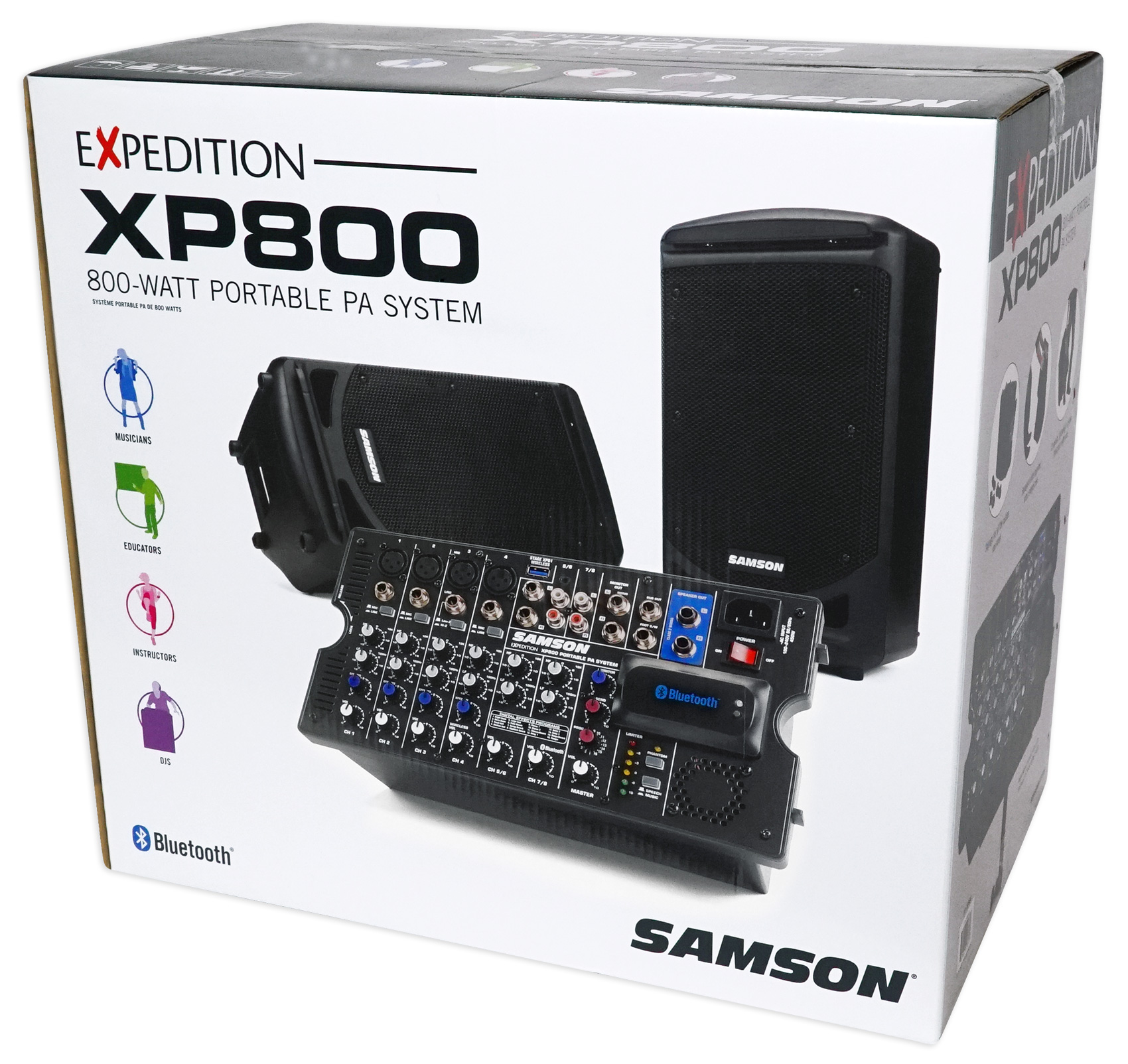 Samson Expedition XP800 800w Portable 8" PA DJ Speaker System+8ch