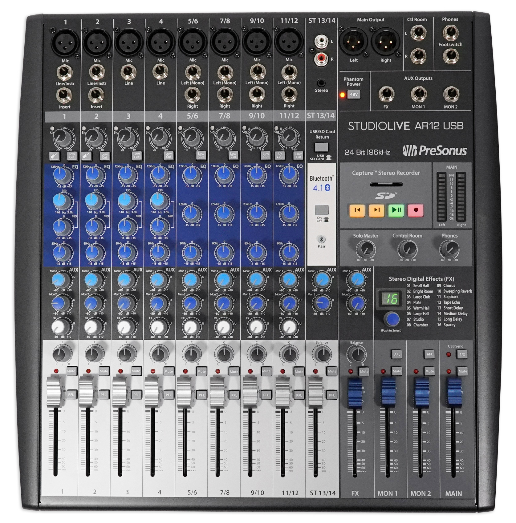 Presonus StudioLive AR12 14-Ch USB Live Sound/Recording Mixer+2) Studio ...