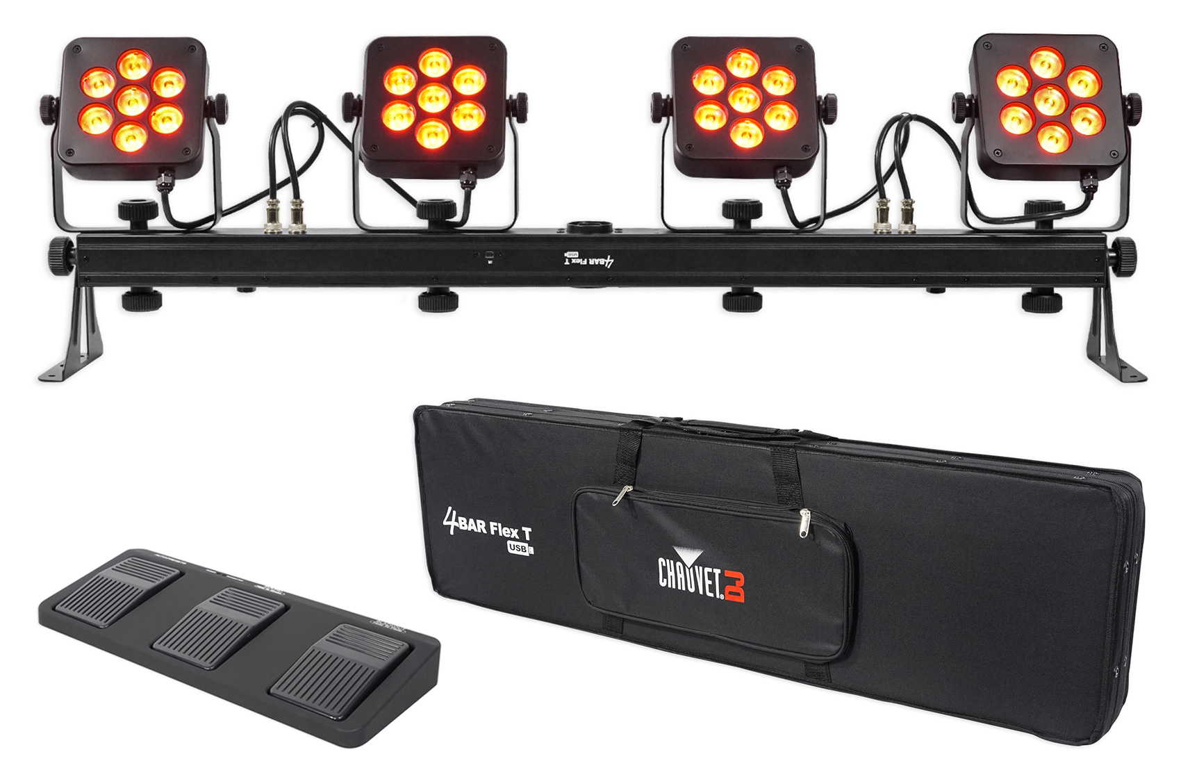 Chauvet DJ 4Bar Flex T USB D-Fi Light Bar+Stand+Case+Foot Switch+DMX