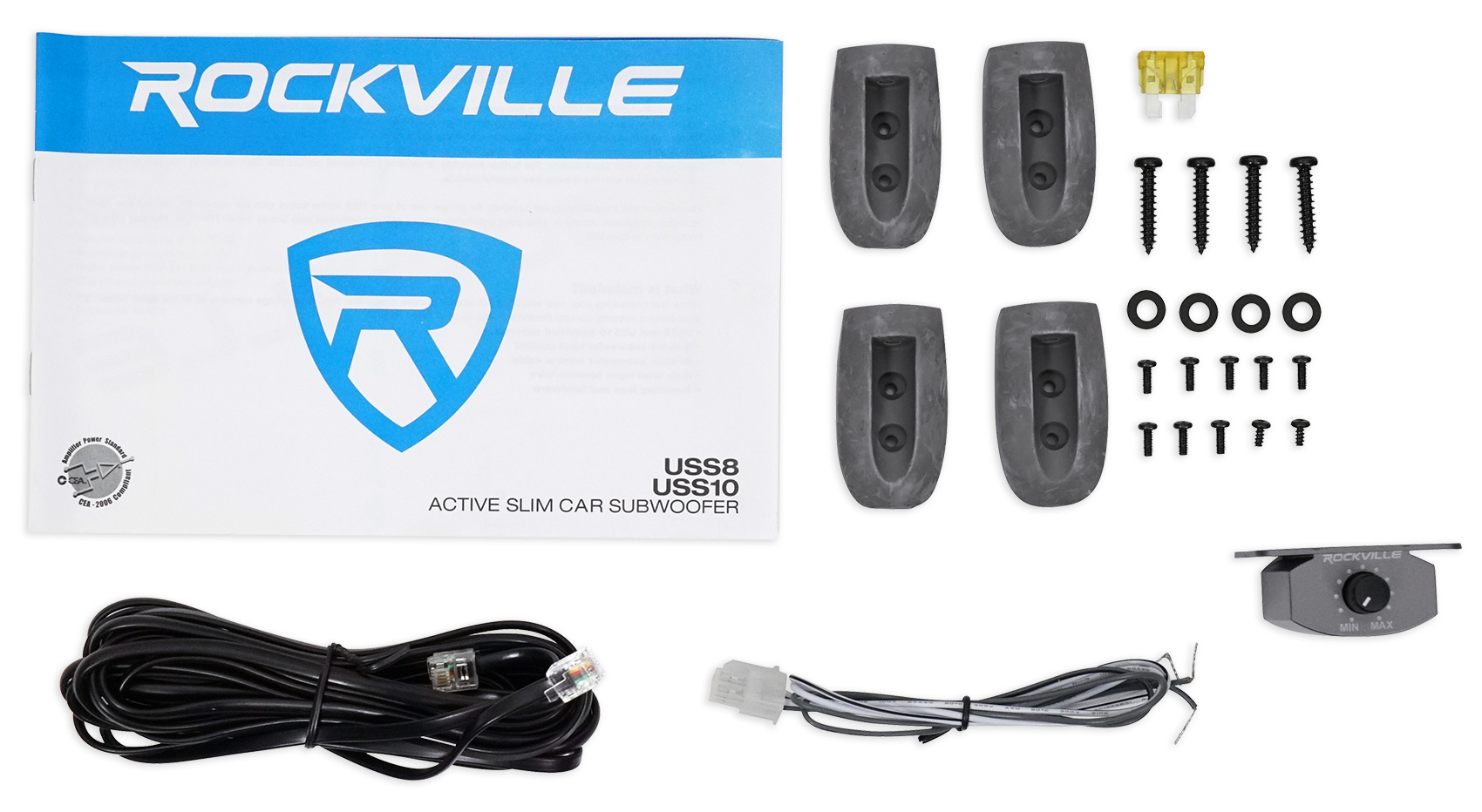 Rockville USS10 10" 800w Slim UnderSeat Powered Car/Truck Subwoofer Sub+Amp Kit 613815950172 eBay