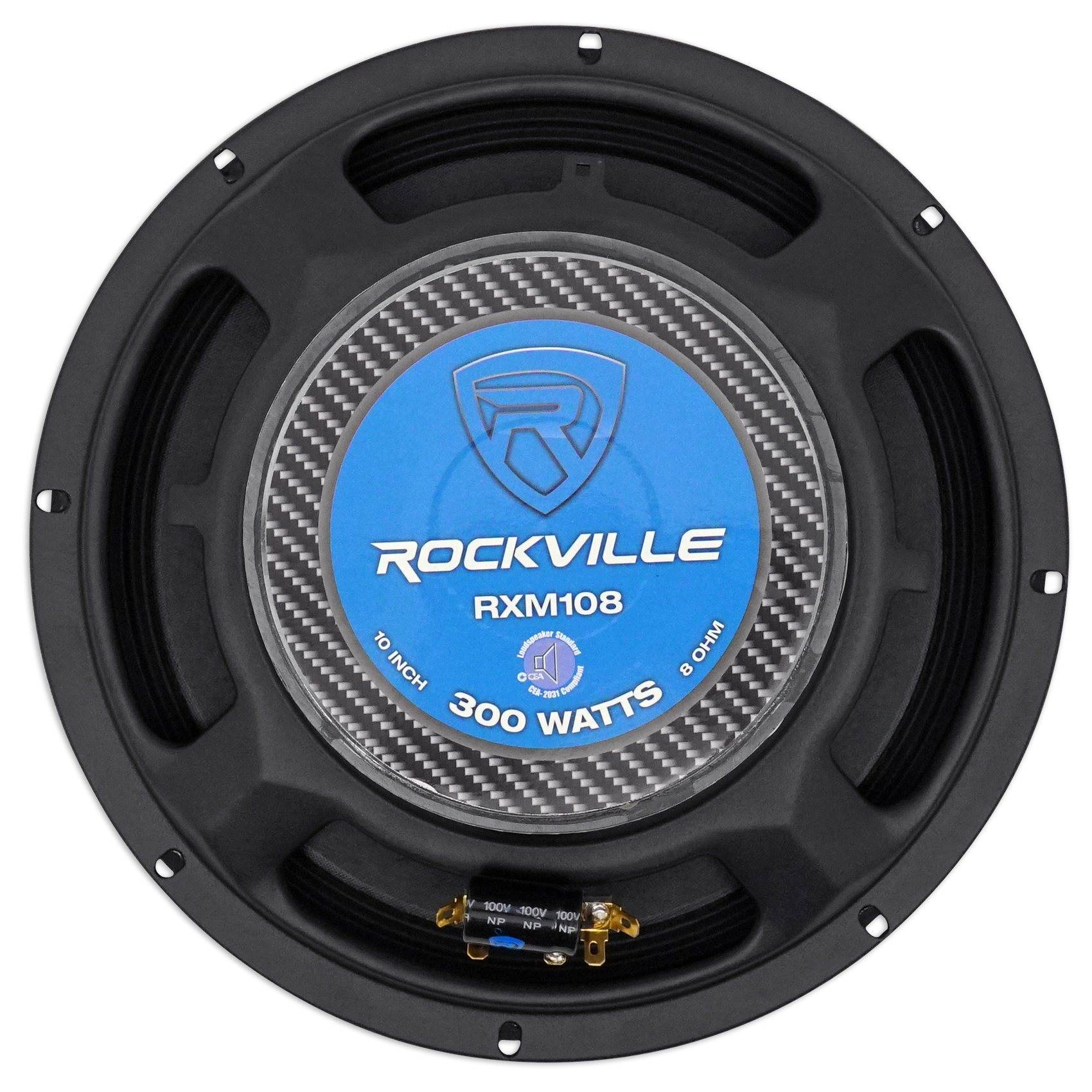 (2) Rockville RXM108 10" 1200w 8Ohm SPL Car Midrange MidBass Speakers