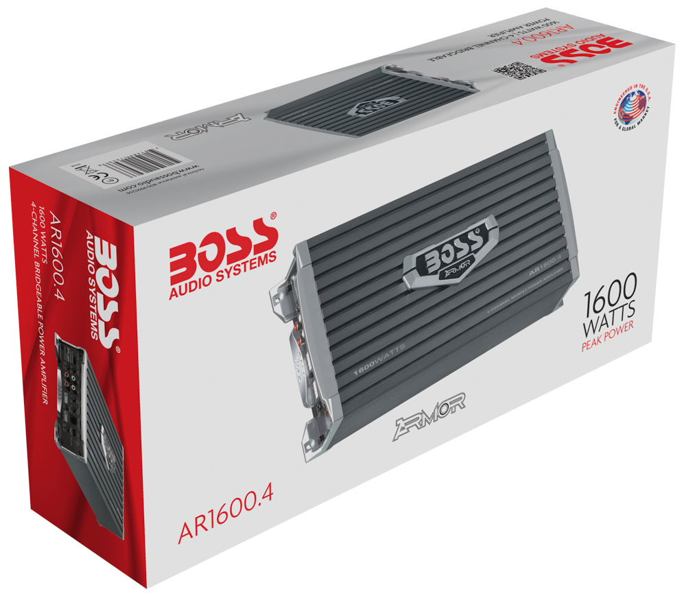 Boss Audio AR1600.4 1600 Watt 4-Channel Car Audio Amplifier+Amp Kit