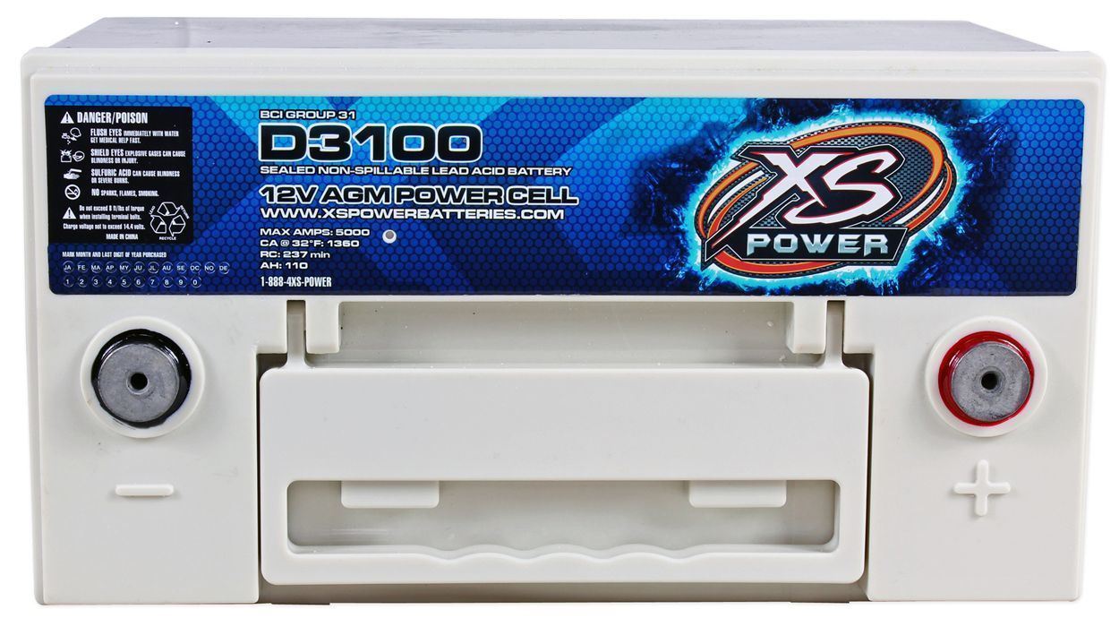 XS Power D3100 5000 Amp AGM Power Cell Car Audio Battery + Terminal  Hardware 692209012573