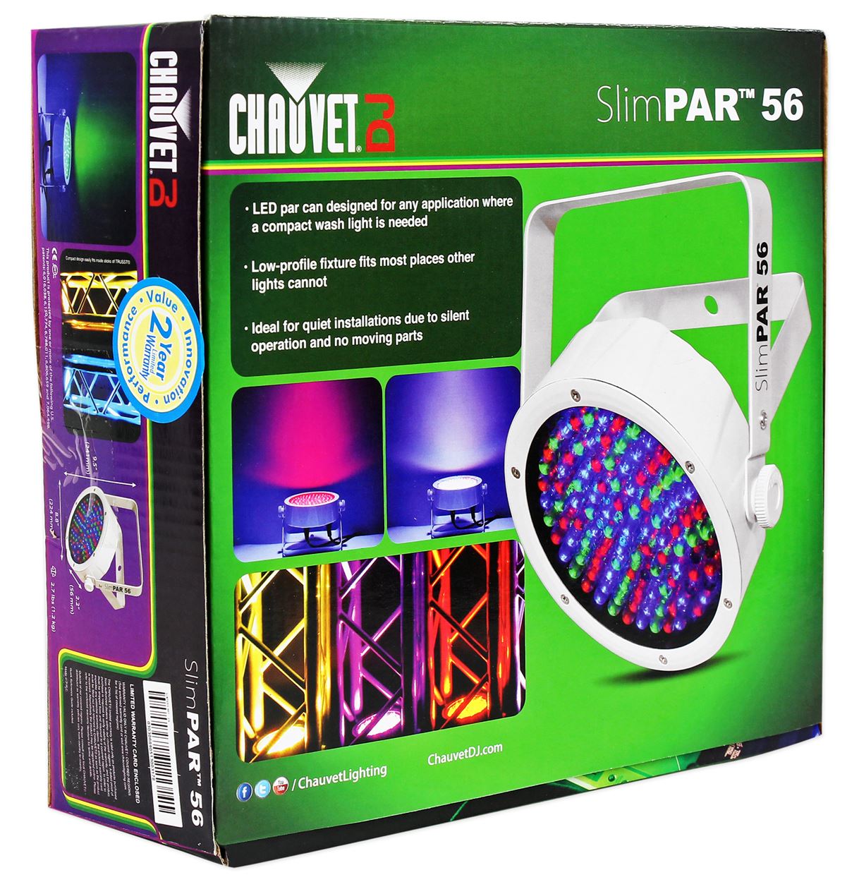 Chauvet DJ SLIMPAR56 SLIMPAR 56 Slim Par Can 56 LED DMX Wash Light+Free