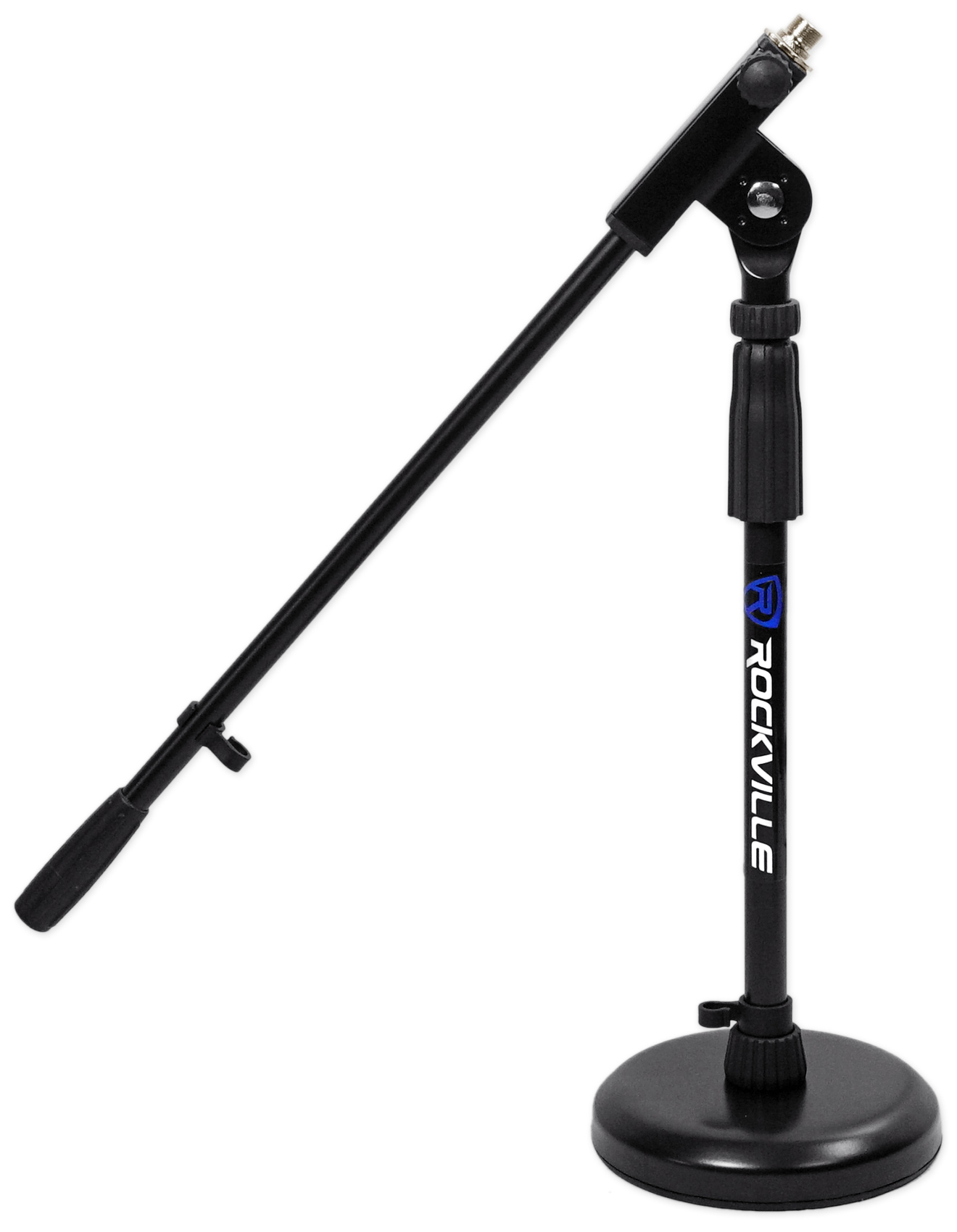 Rockville Kick Drum/Guitar Amp Mic Stand, Steel Round Base+Fixed Boom