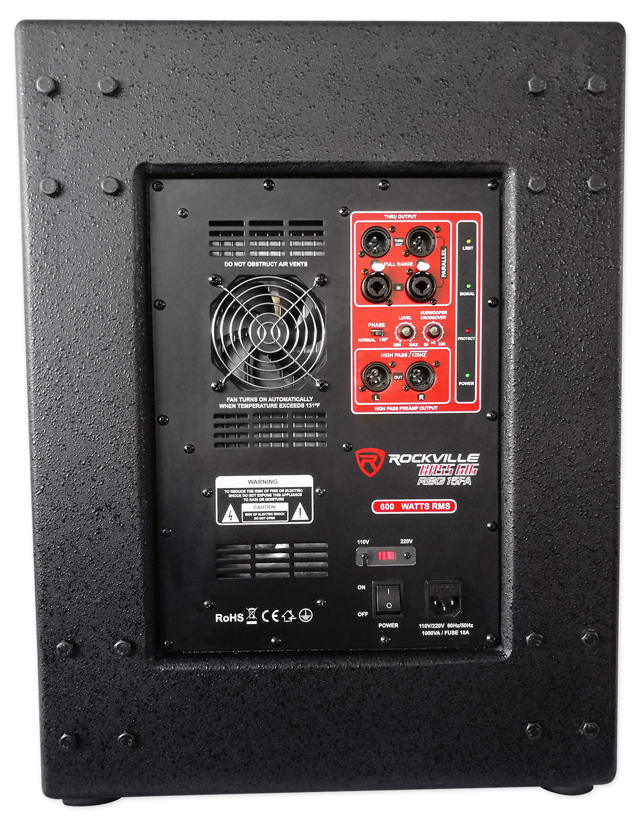 (2) Rockville RPG15 15" Powered 1000W DJ/PA Speakers+(2) 15" Subwoofers