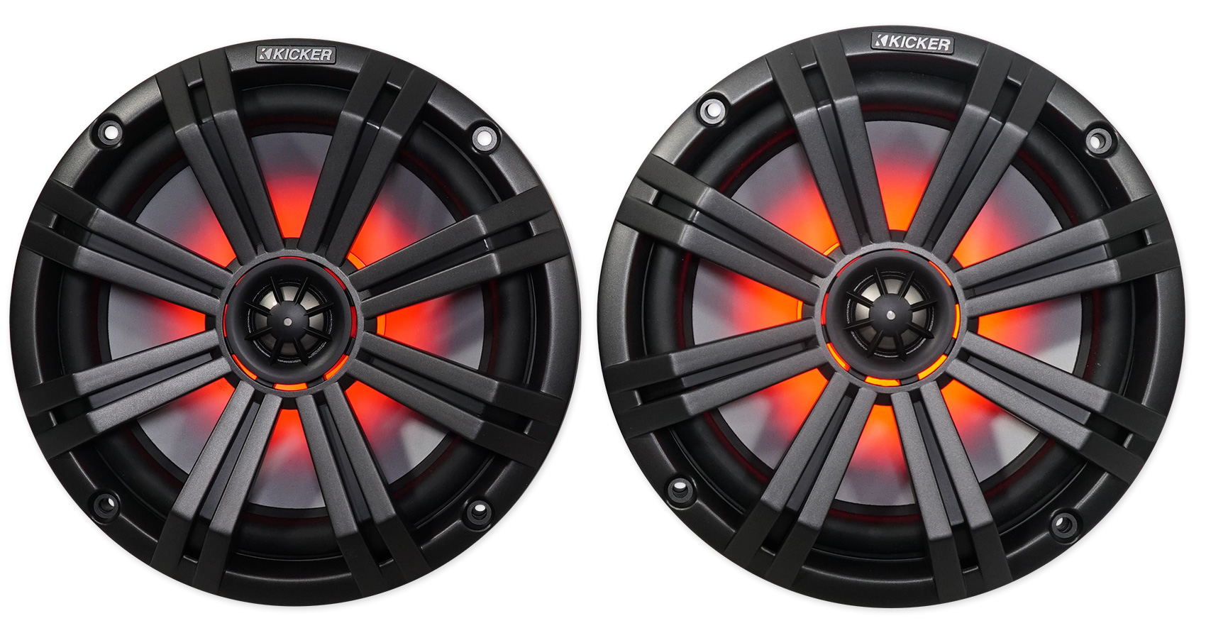 Pair KICKER 45KM84L 8" 600 Watt Marine Boat Waterproof Speakers w/ LED