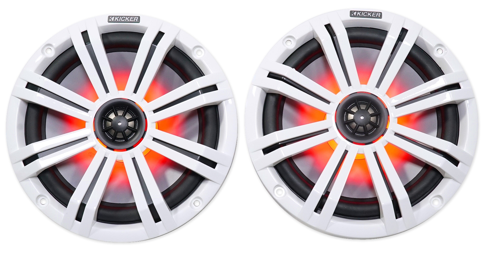 Pair KICKER 45KM84L 8" 600 Watt Marine Boat Waterproof Speakers w/ LED's KM8 eBay