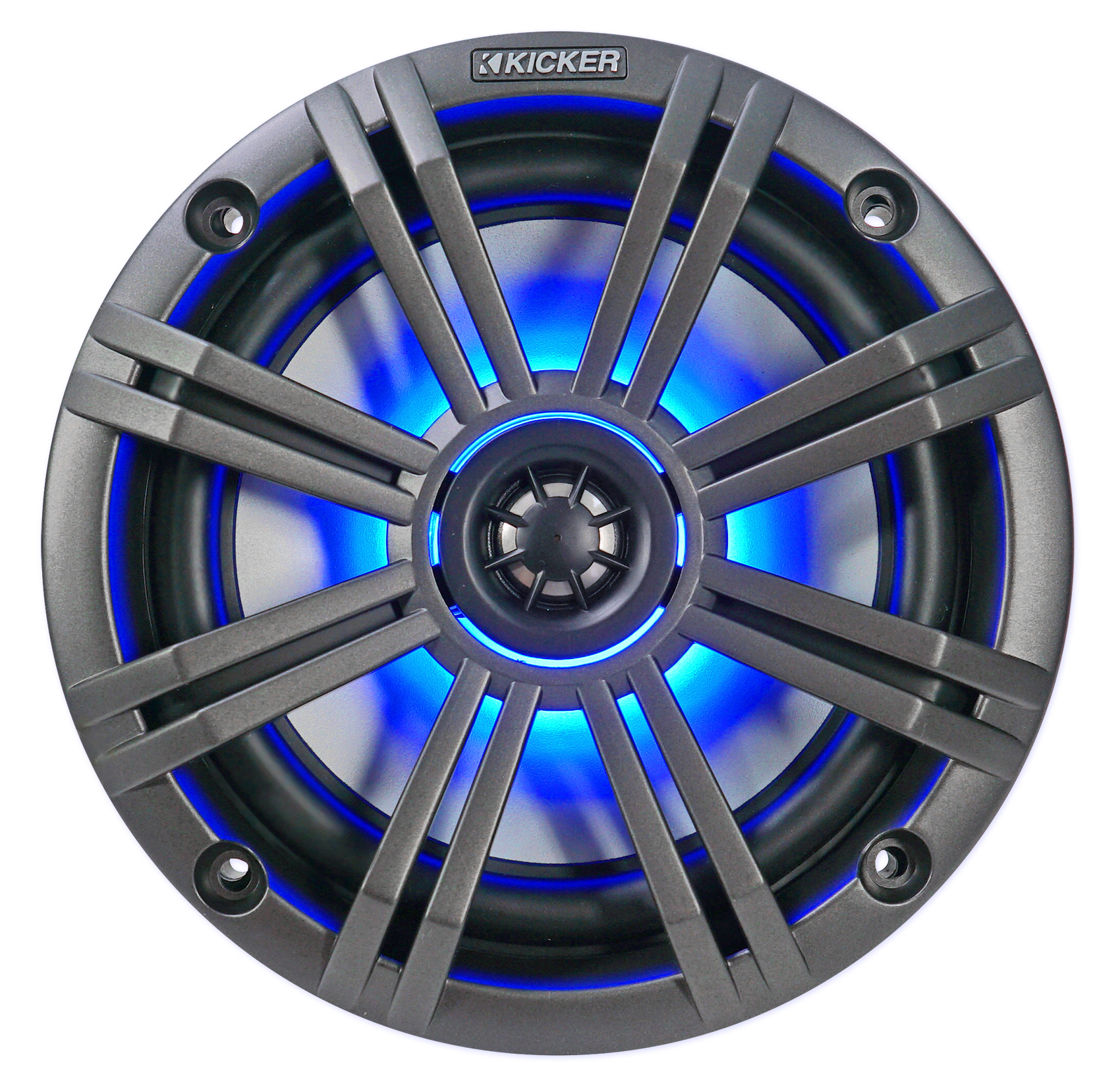 (2) KICKER 45KM654L 6.5" 390w Marine LED Speakers w/Charcoal+White
