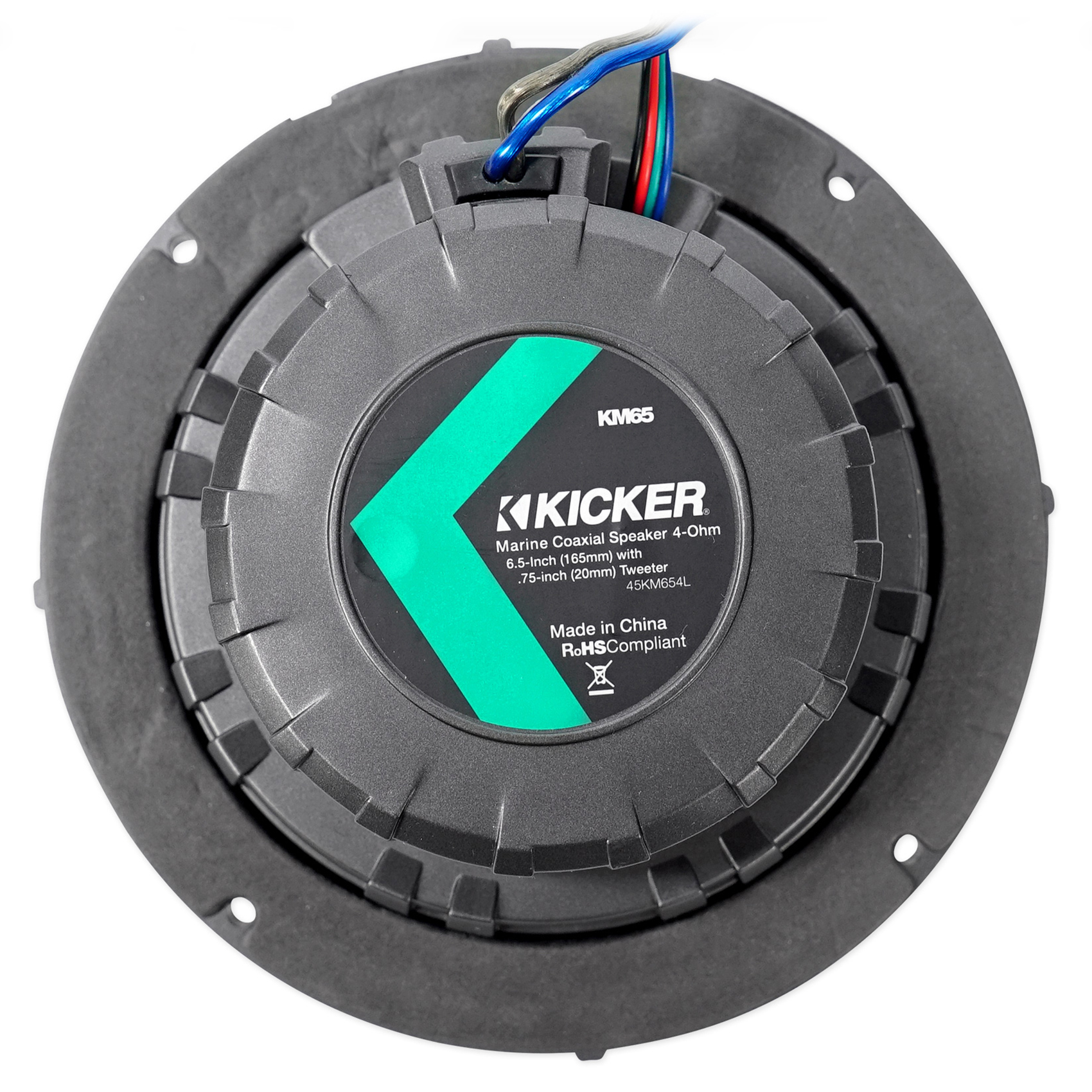 (2) KICKER 45KM654L 6.5" 390w Marine LED Speakers w/Charcoal+White