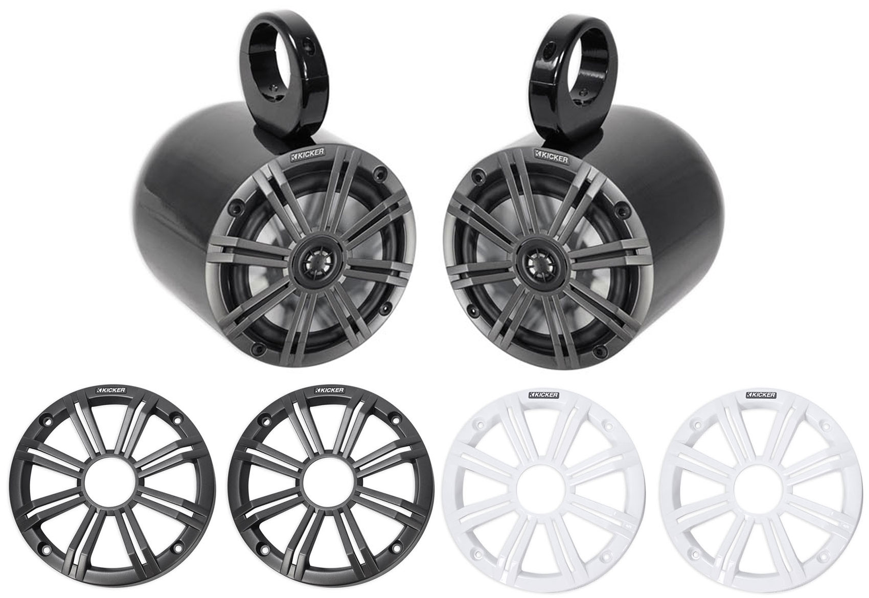Pair KICKER 45KM654 6.5" 390 Watt Black Marine Wakeboard Tower Boat
