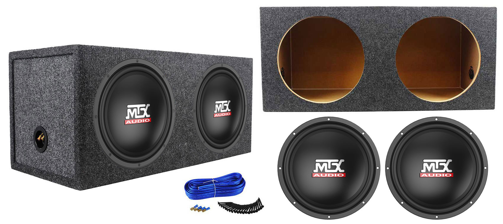 2) MTX Terminator TN12-04 12â 800w Car Audio Subwoofers+Sealed Sub Box Enclosure 613815841098 | eBay