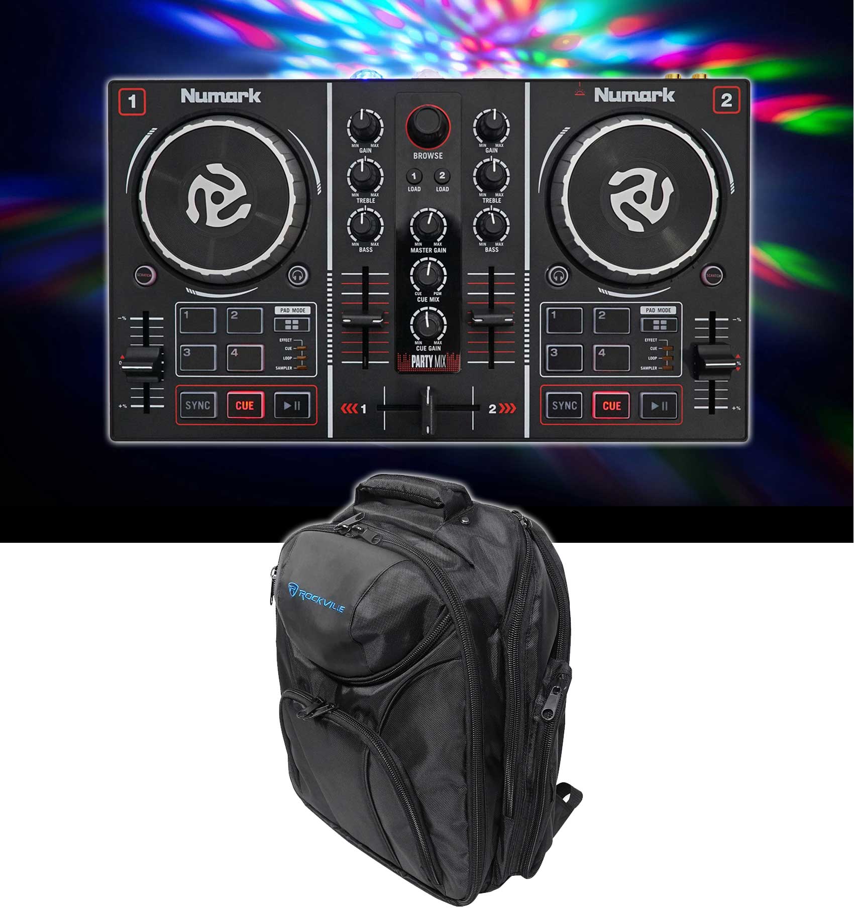 Numark Party Mix Serato DJ Controller w/Built In Light Show+Sound Card