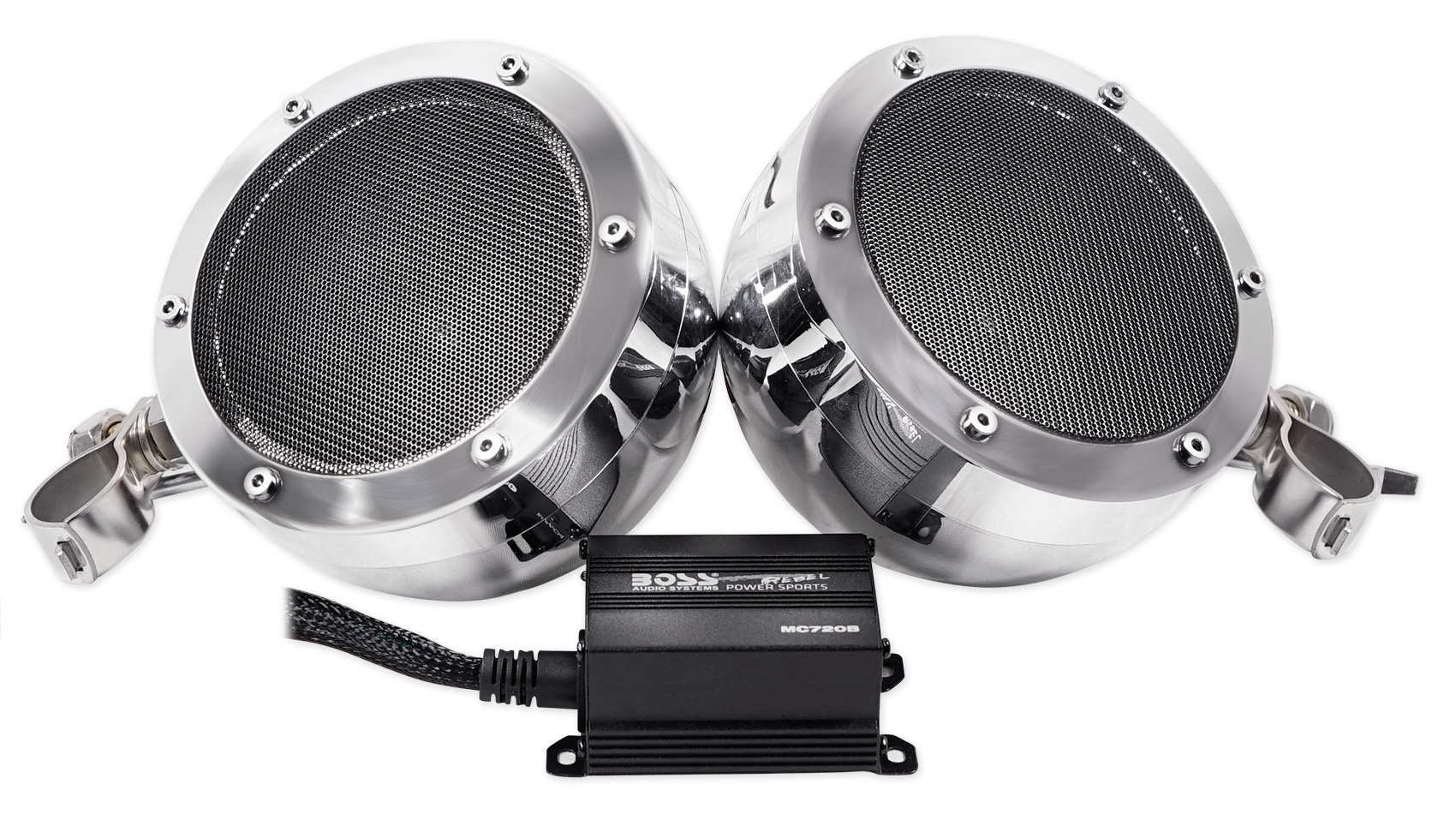 Pair Boss MC720B 4" 1000 Watt Motorcycle/ATV Handlebar Speakers