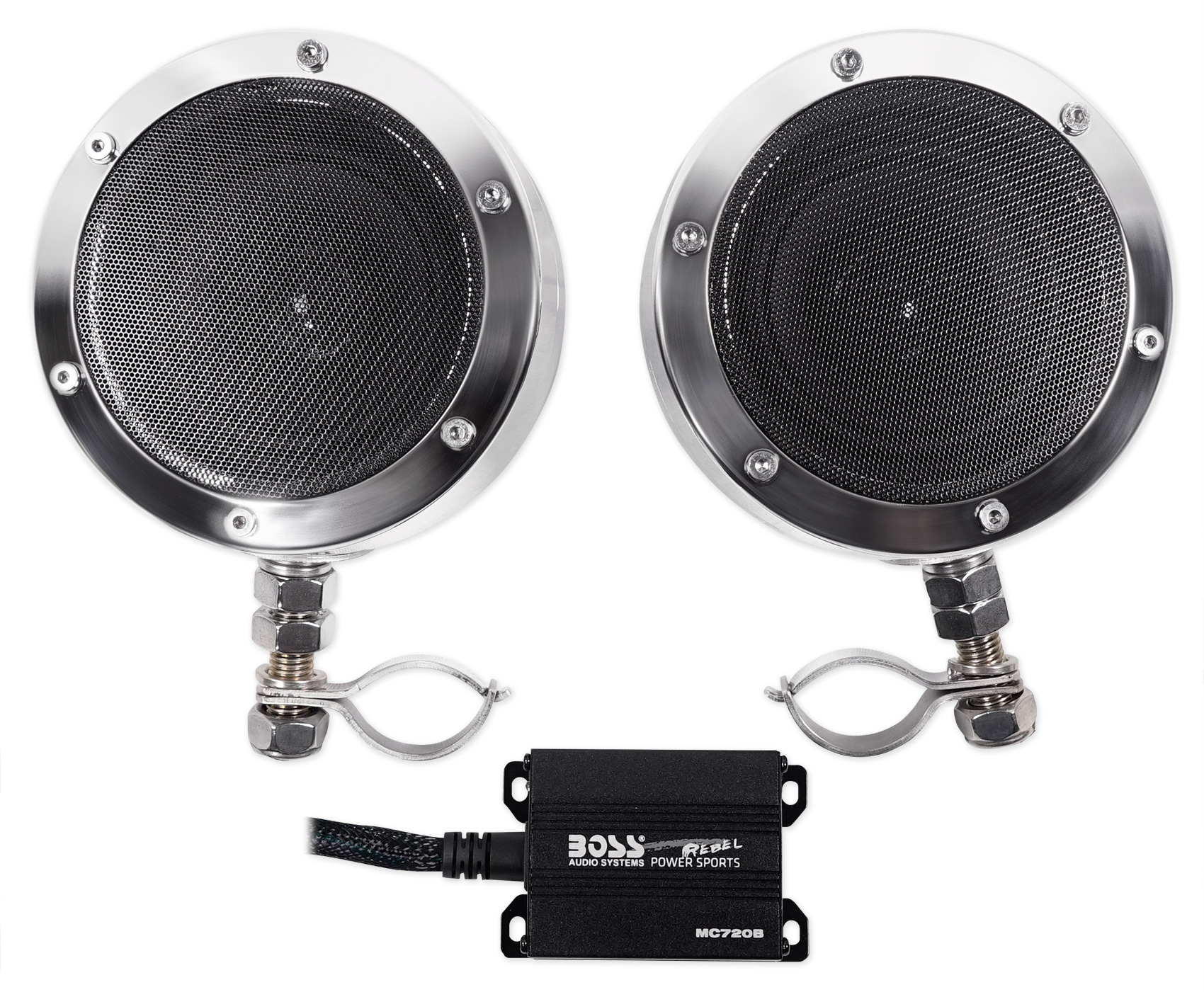 Pair Boss MC720B 4" 1000 Watt Motorcycle/ATV Handlebar Speakers