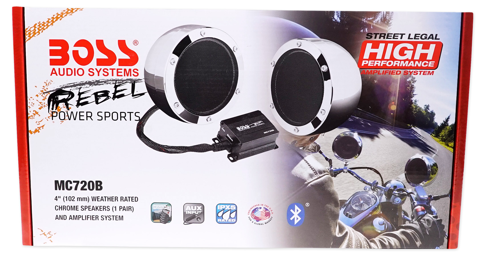 Pair Boss MC720B 4" 1000 Watt Motorcycle/ATV Handlebar Speakers