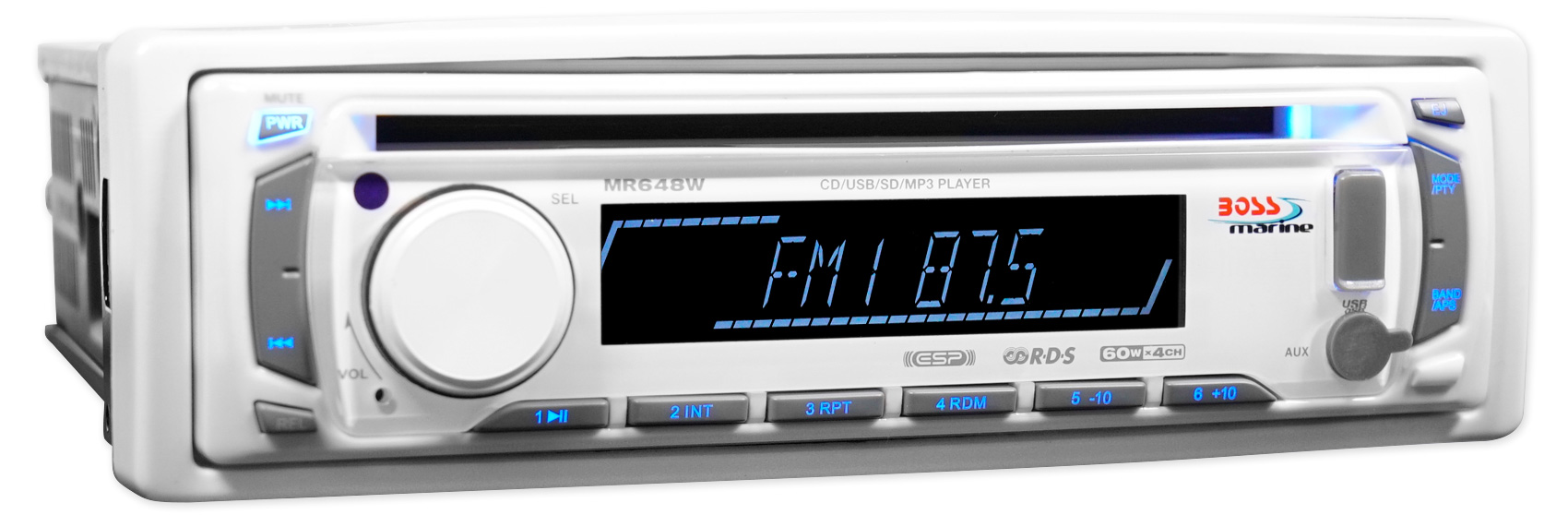 Boss MR648W Single Din MARINE Boat CD Player Receiver wUSB/SD/MP3/AM/FM