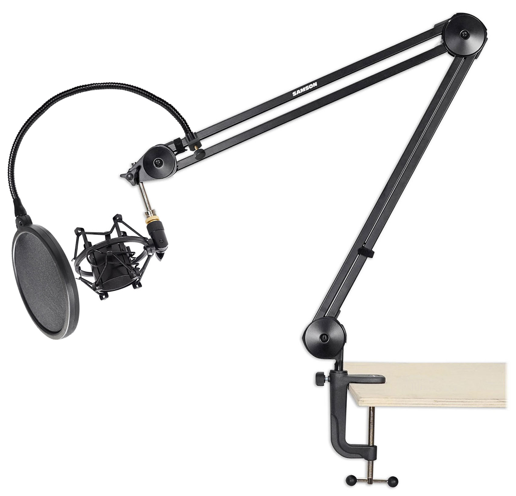 Samson MBA38 38" Microphone Boom Arm Podcast Mic Stand+Pop Filter