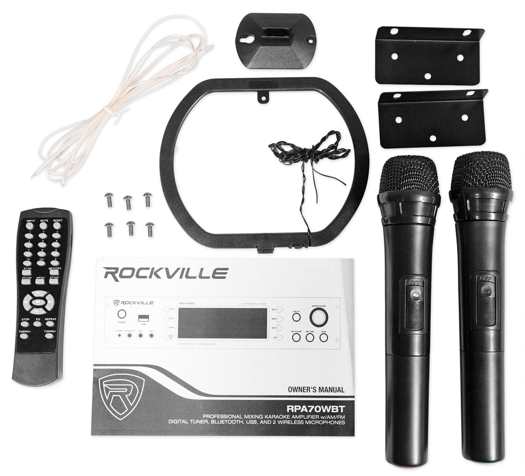 Rockville RPA70WBT 1000w 2-Ch USB Bluetooth Pro/Karaoke Amplifier