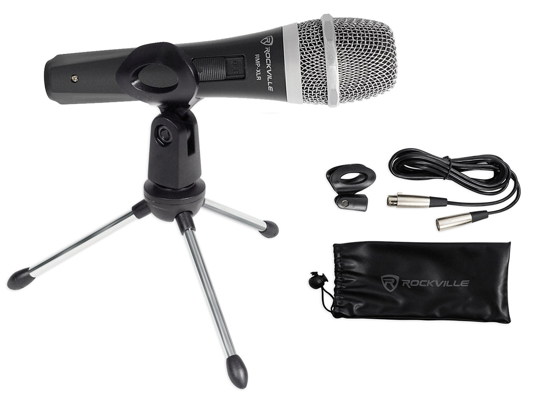 Rockville RMPXLR Dynamic Cardioid Microphone+Cable+Clip+Tripod Desktop