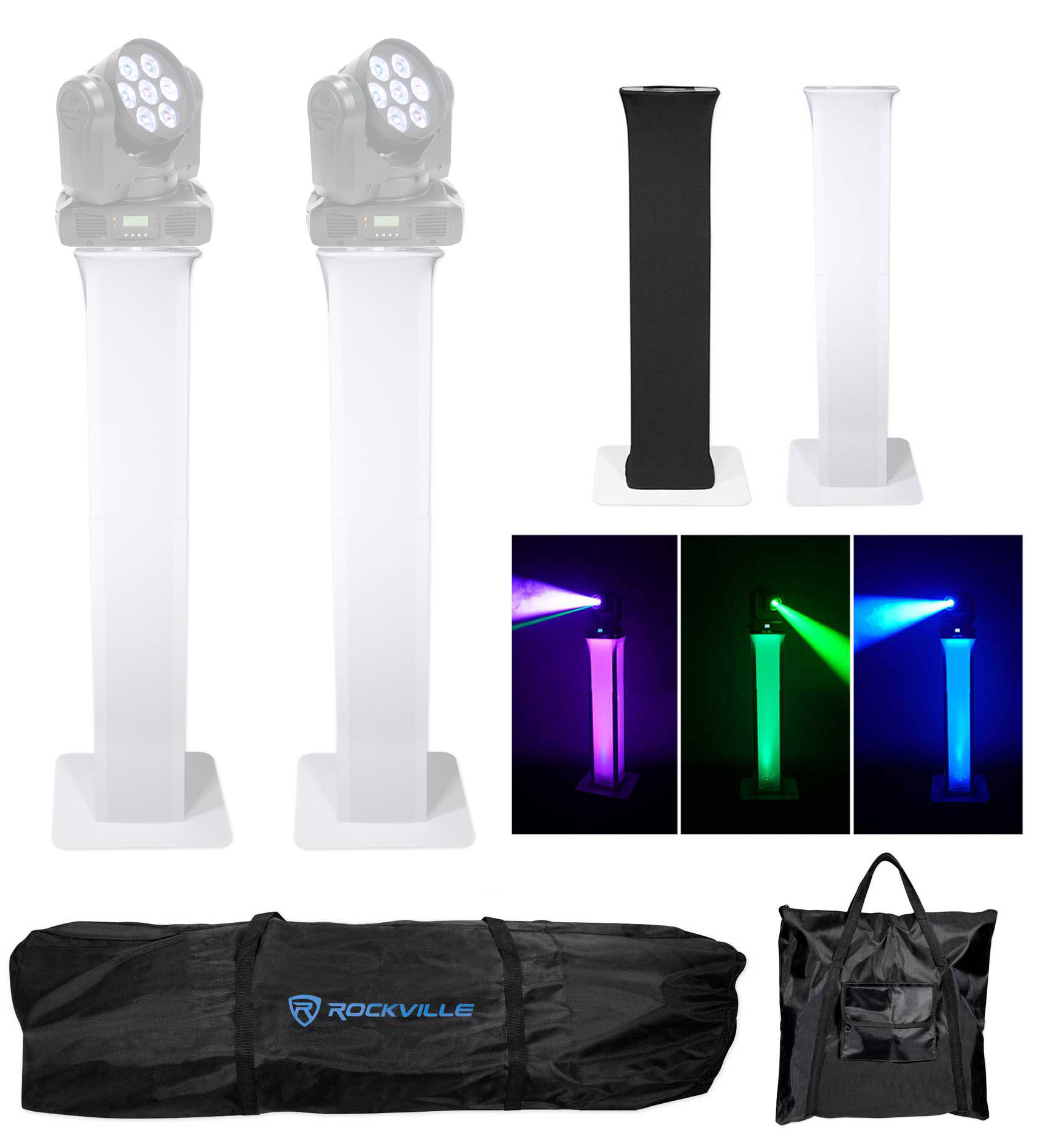 2 Totem Light Stands+Black+White Scrims For 2 American DJ