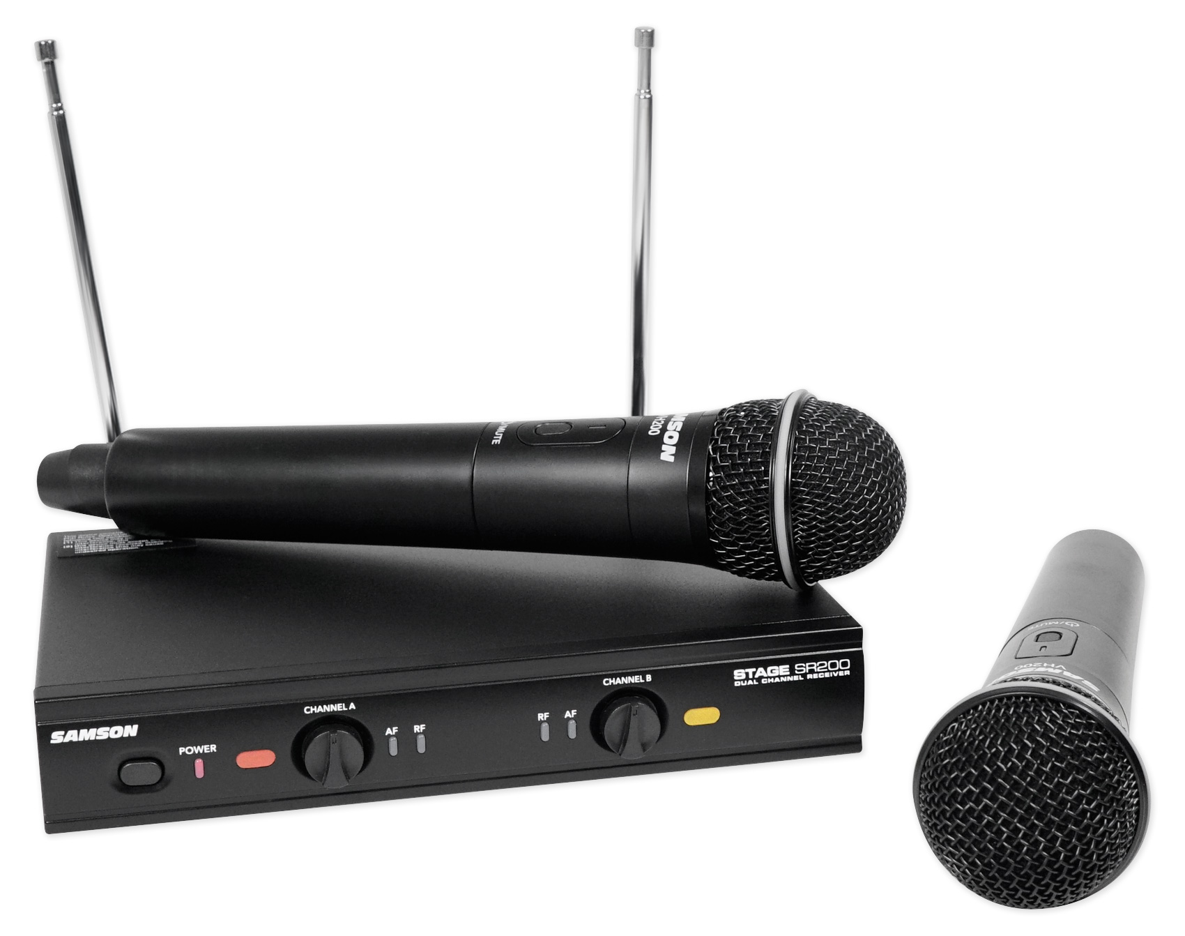 SAMSON Stage 200 Dual VHF Handheld Wireless Microphones Vocal Mics A