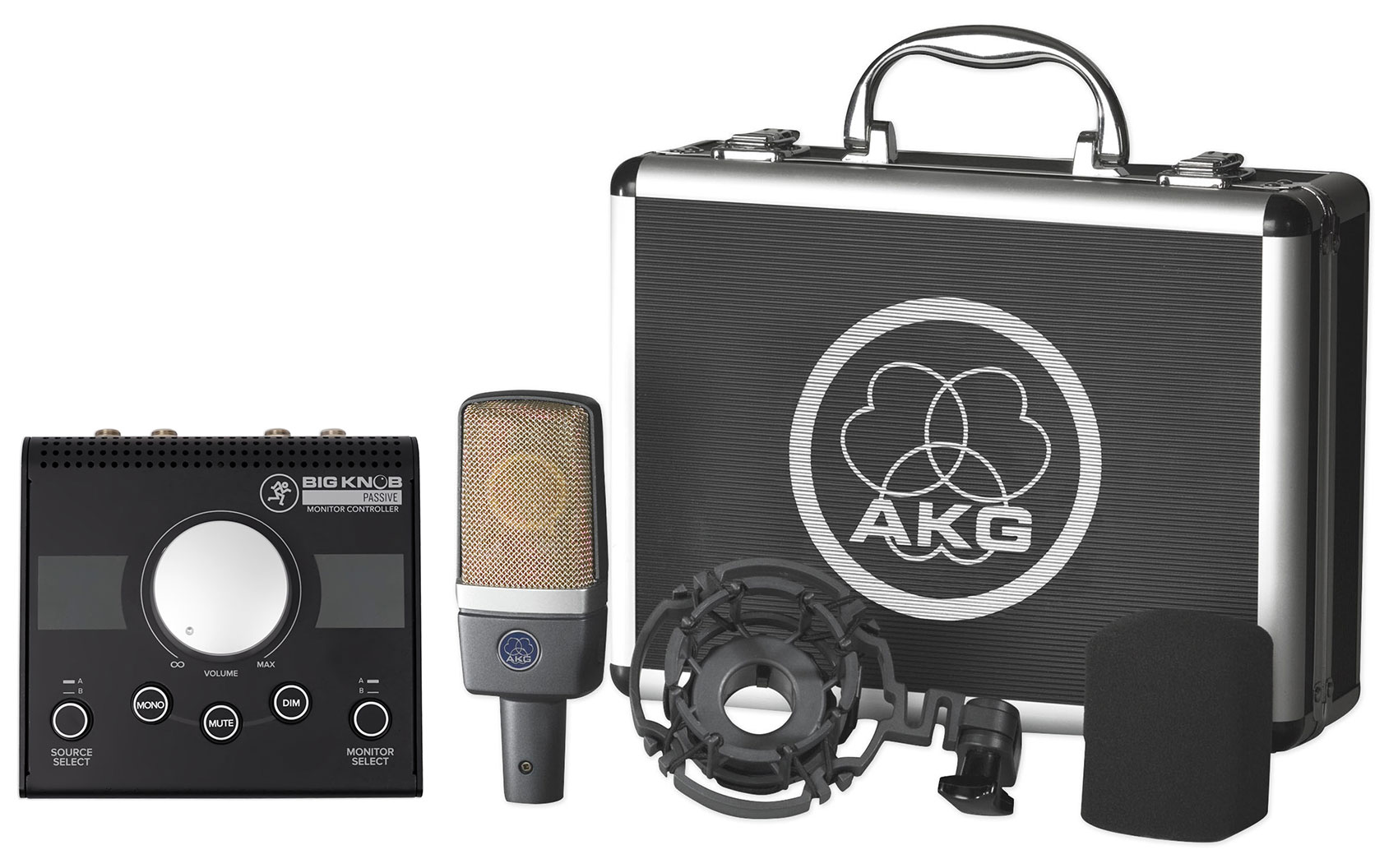 AKG C214 Studio Condenser Microphone Recording Mic+Mackie Big Knob