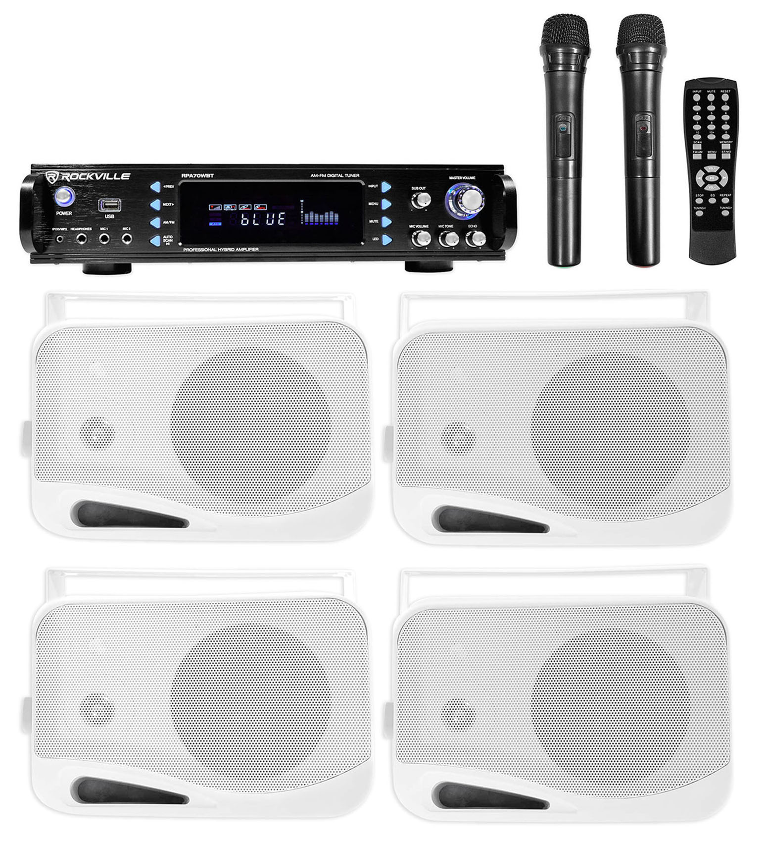 Rockville Hybrid Bluetooth Karaoke Home Theater System+(4) 4" Speakers+