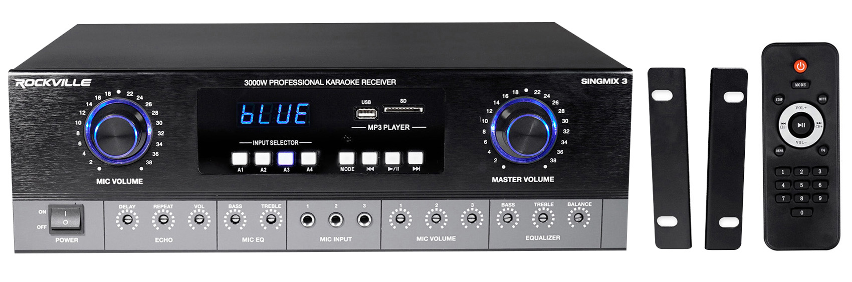 Rockville SingMix 3 Rack Mount 3000w Karaoke Amplifier/Mic Mixer+Bluetooth/Echo 613815624196 eBay
