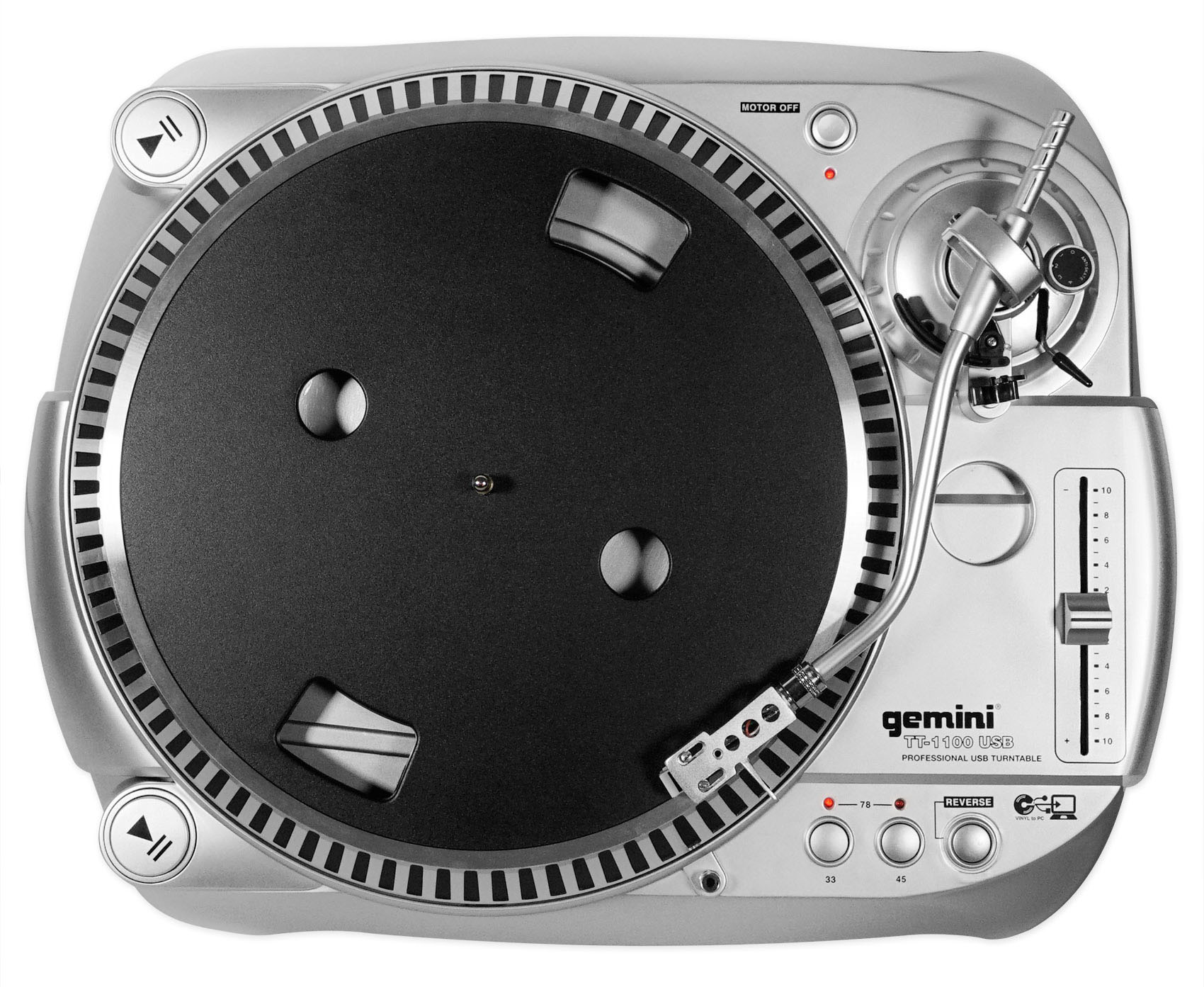 (2) Gemini TT1100USB Belt Drive Vinyl/Digital DJ Turntables w/ USB/RCA