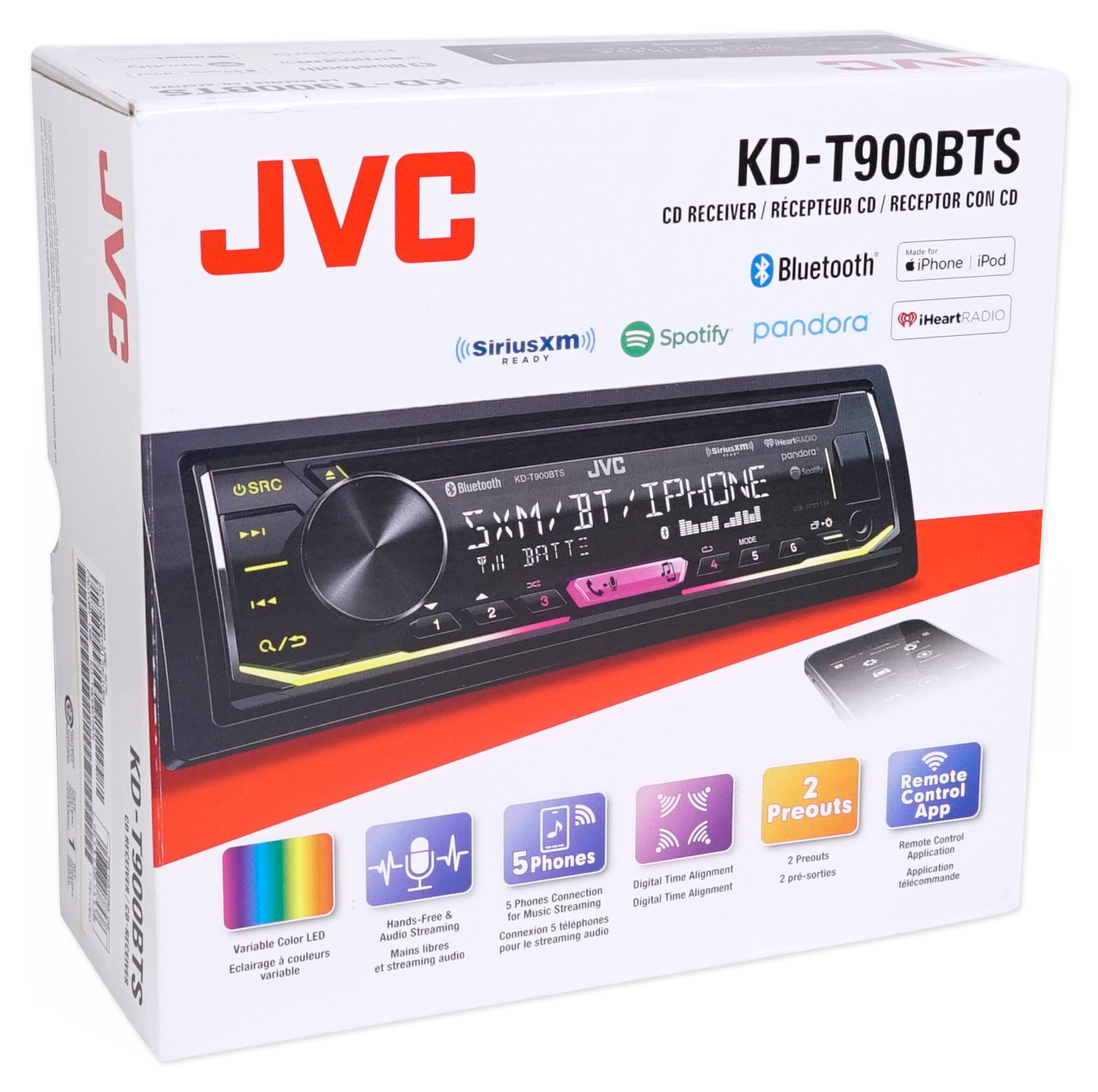 JVC KDT900BTS InDash Car Stereo CD Receiver w/Radio/Bluetooth