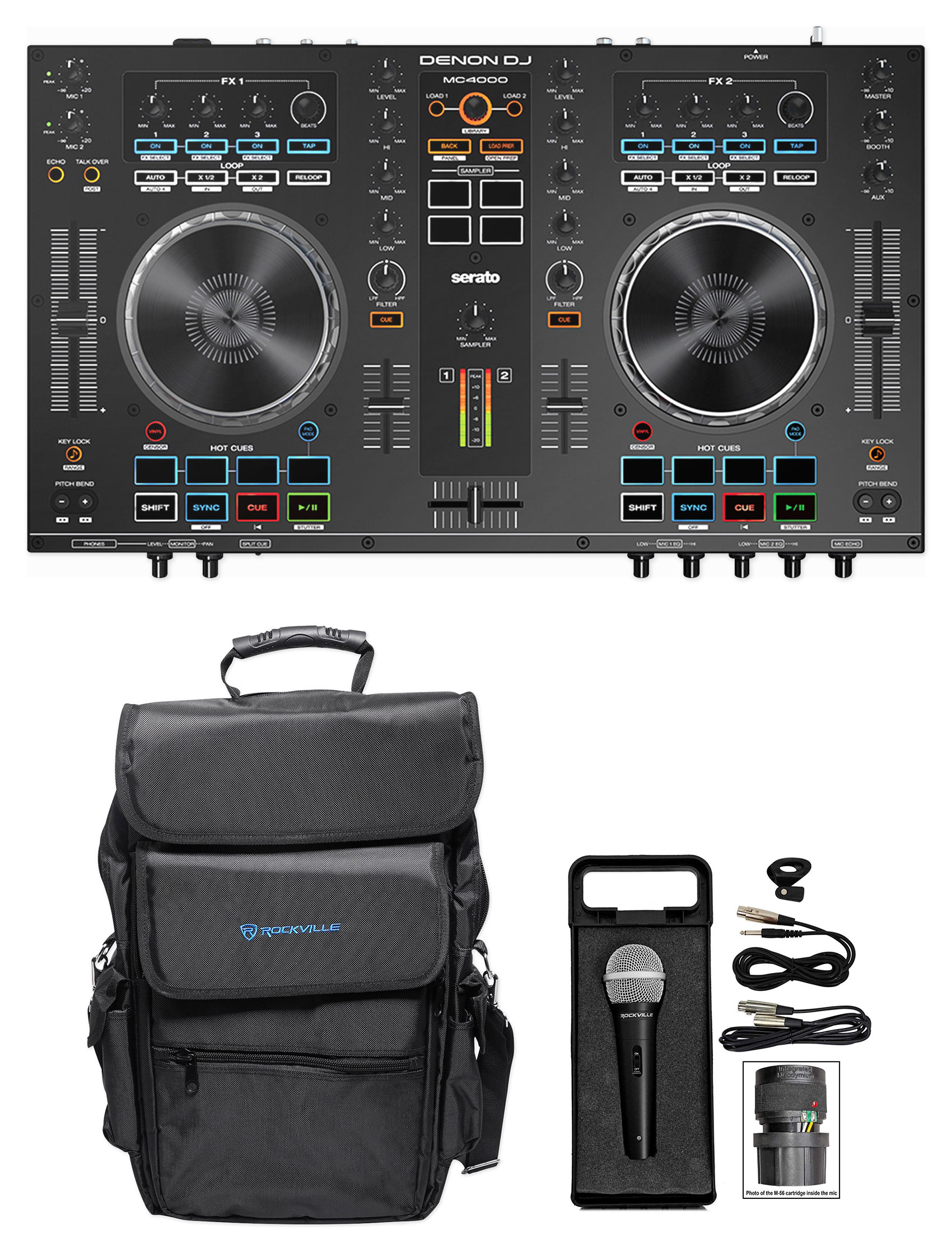 DENON MC4000 2Deck Serato DJ Controller w/ Interface+Carry Bag