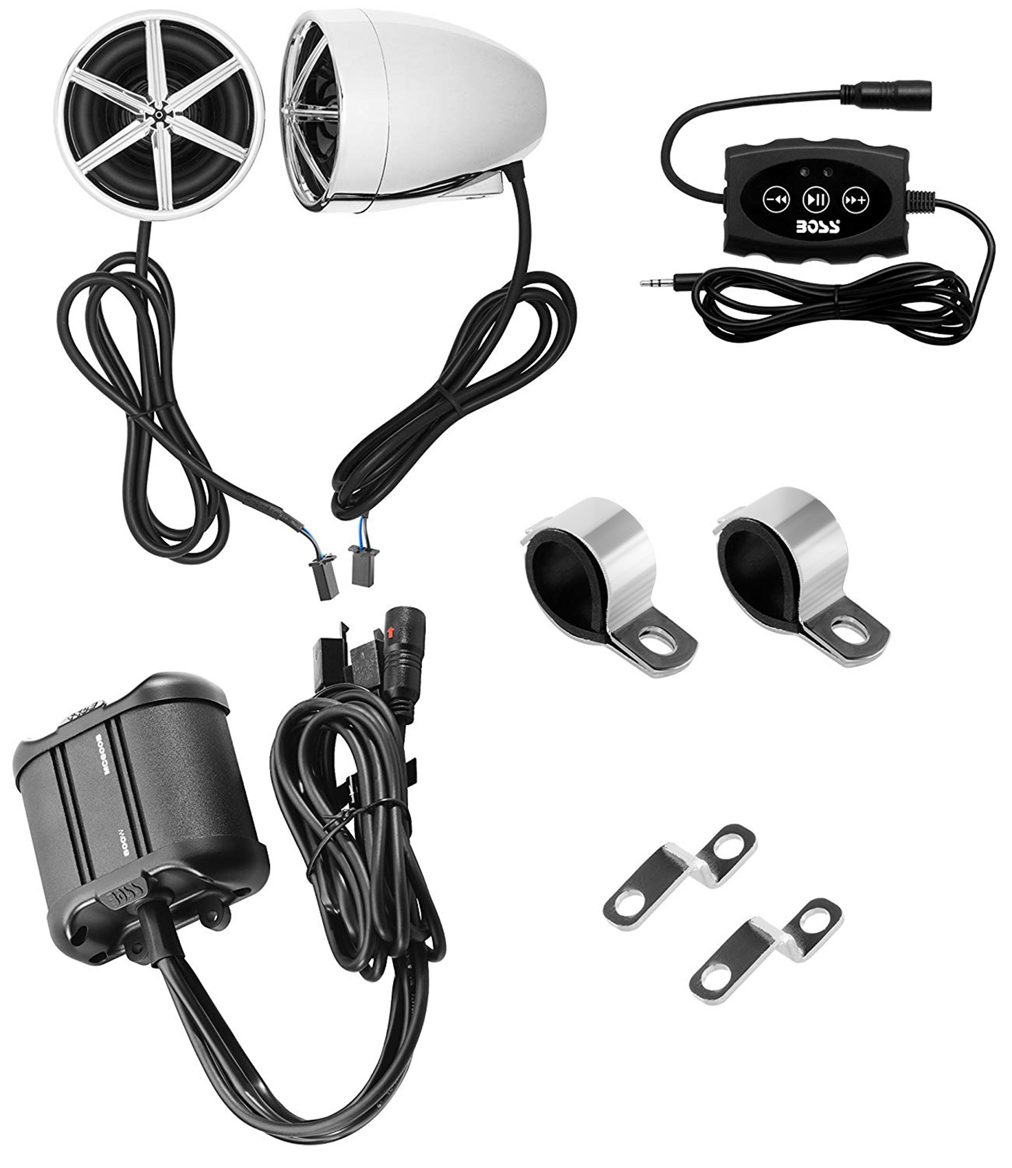 BOSS MC600B 800 Watt Bluetooth Handlebar Speakers+Amplifier For ATV